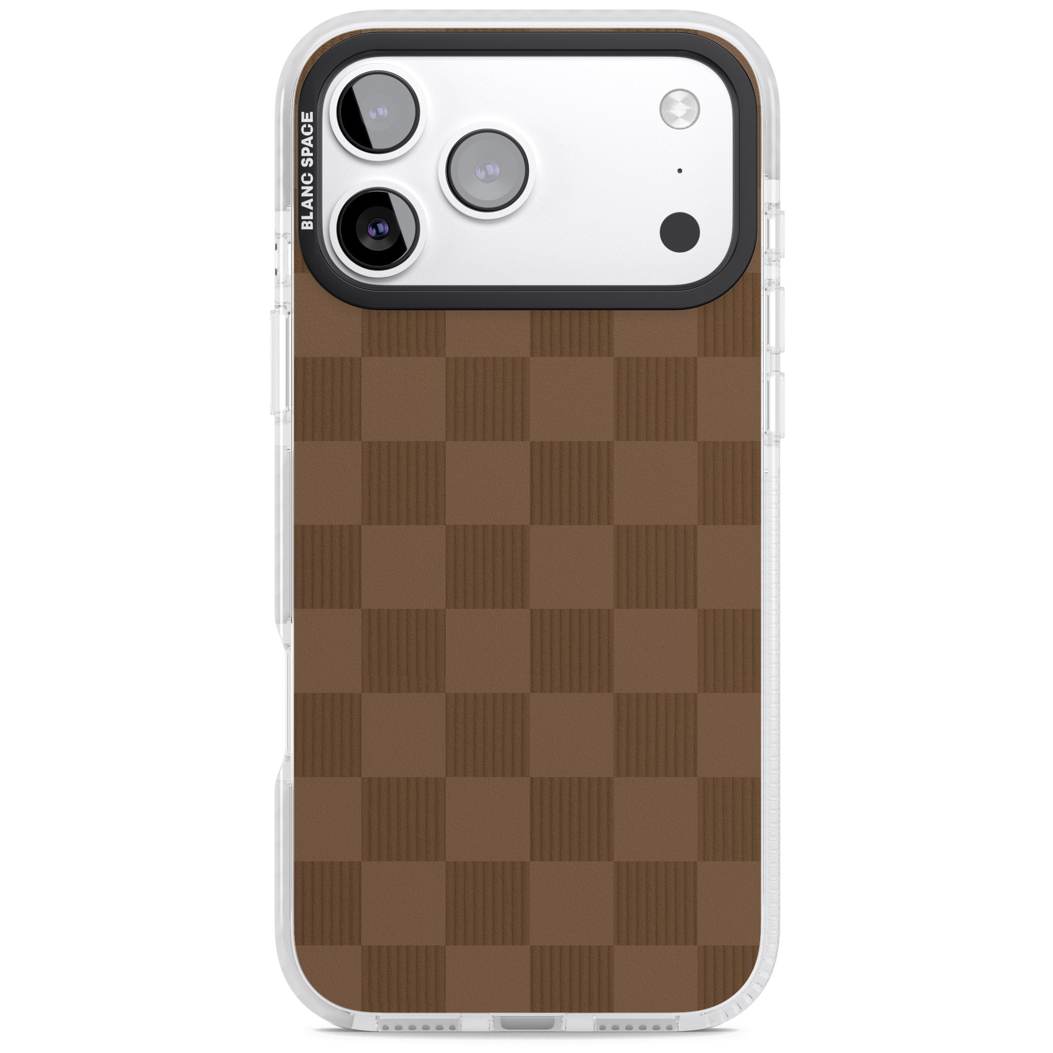 Chocolate Checkered iPhone 17 Pro Max Impact Pro Clear Phone Case