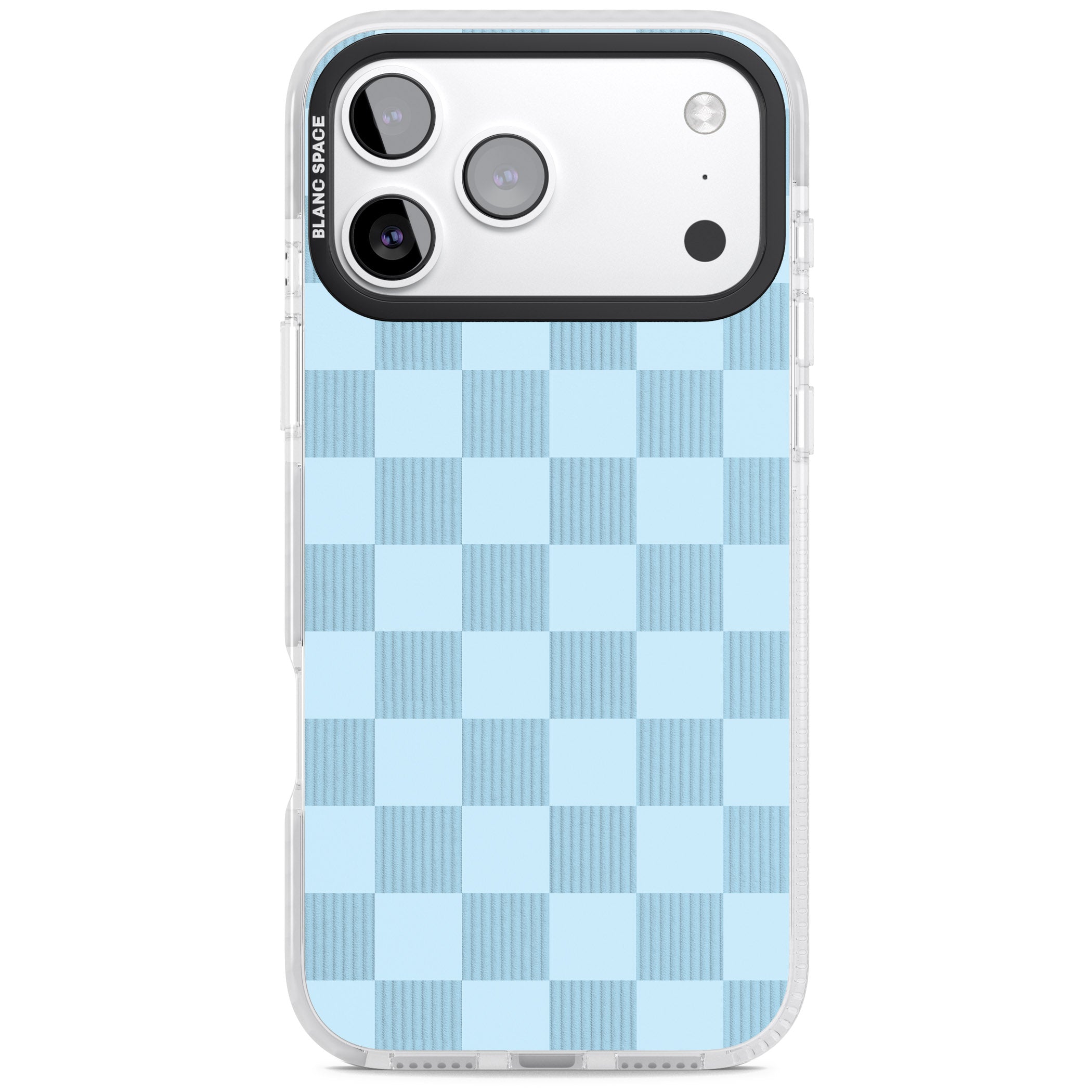 Skyblue Checkered iPhone 17 Pro Impact Pro Clear Phone Case