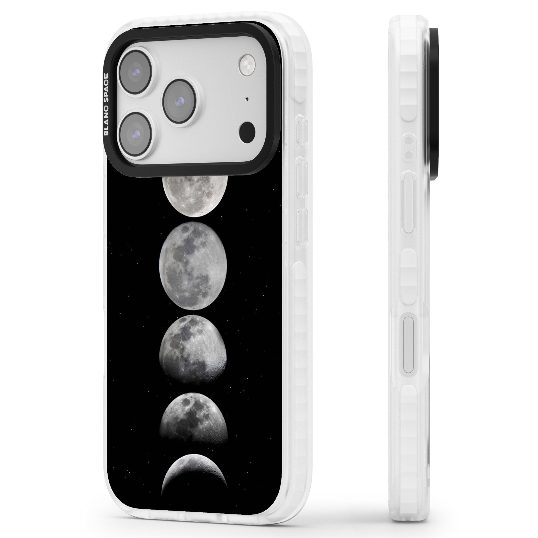 Phases Of The Moon iPhone 17 Pro Max Impact Pro Clear Phone Case Side Profile
