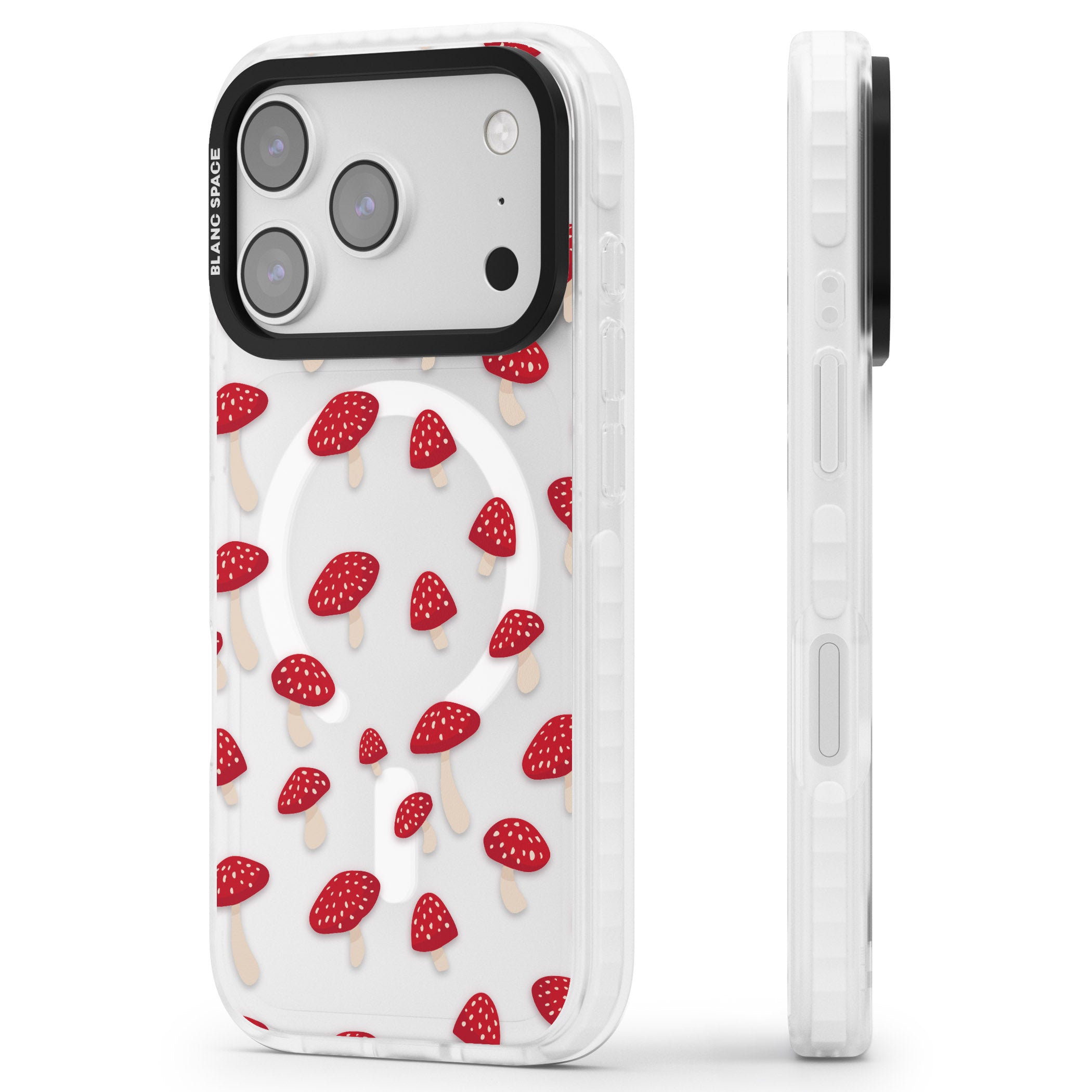 Magical Mushroom Pattern iPhone 17 Pro Max Impact Pro Clear Phone Case Side Profile