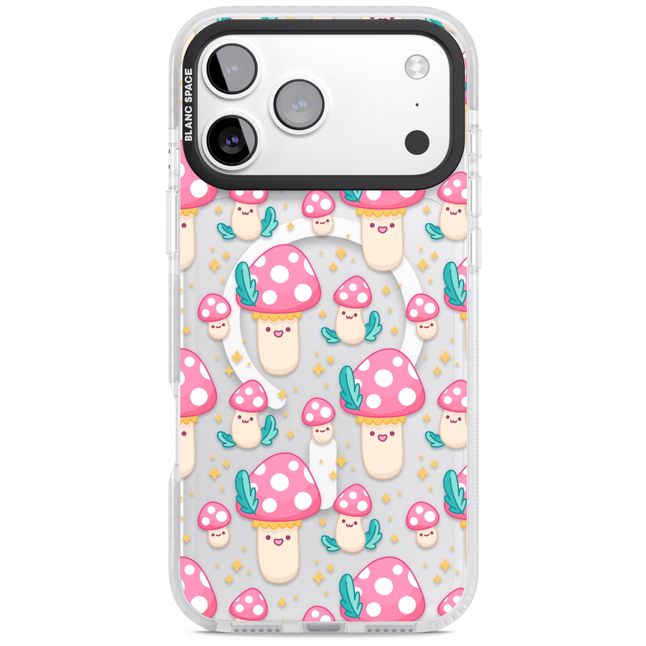 Cute Mushroom Pattern iPhone 17 Pro Max Impact Pro Clear Phone Case