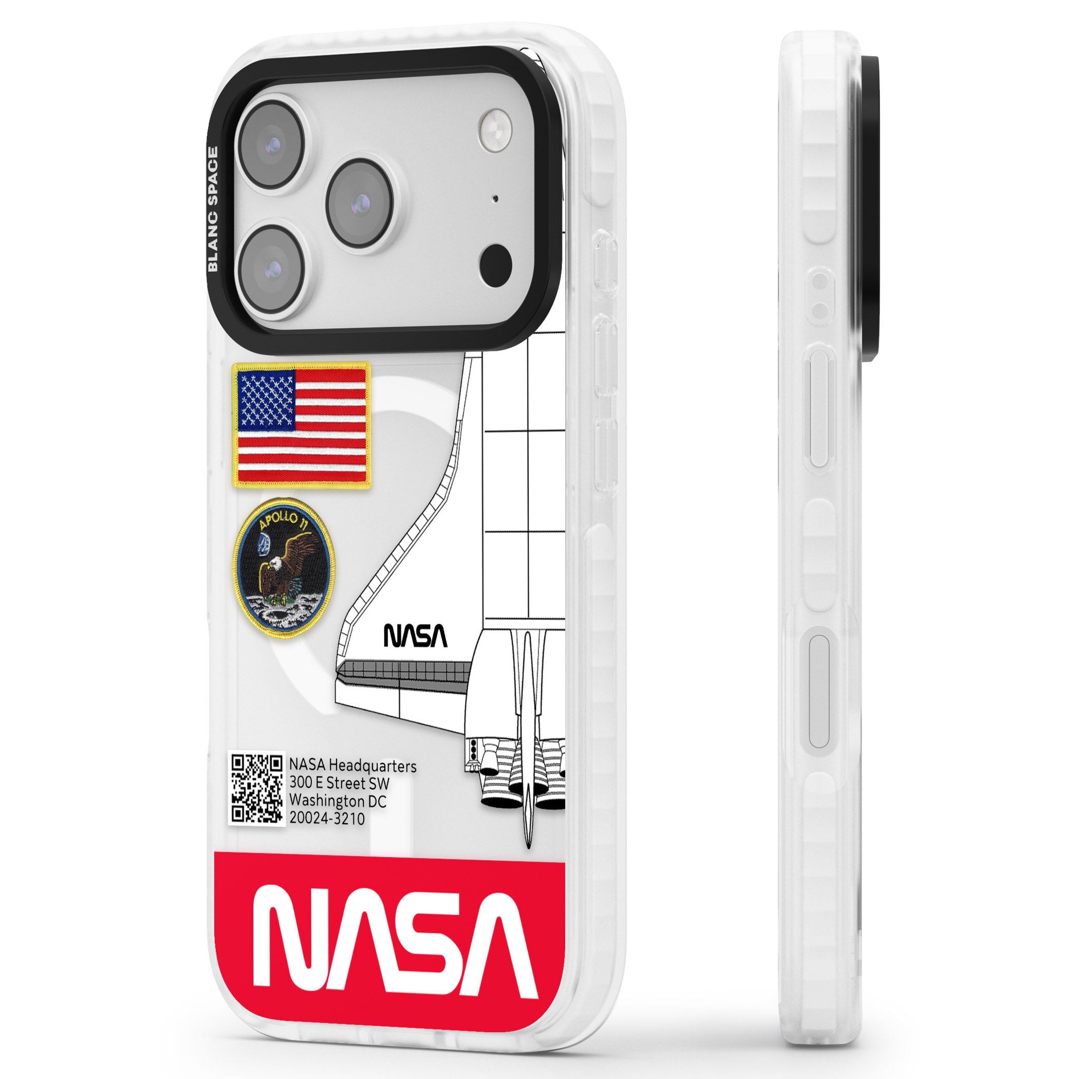 Nasa Apollo 11 iPhone 17 Pro Max Impact Pro Clear Phone Case Side Profile