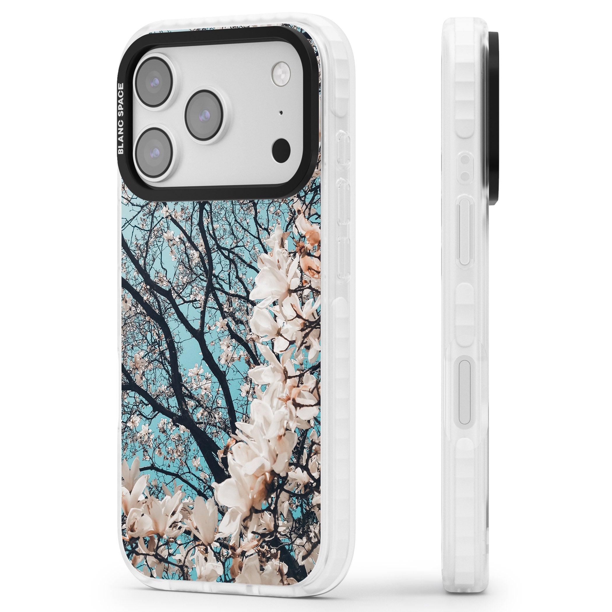 Magnolia Bloom iPhone 17 Pro Max Impact Pro Clear Phone Case Side Profile