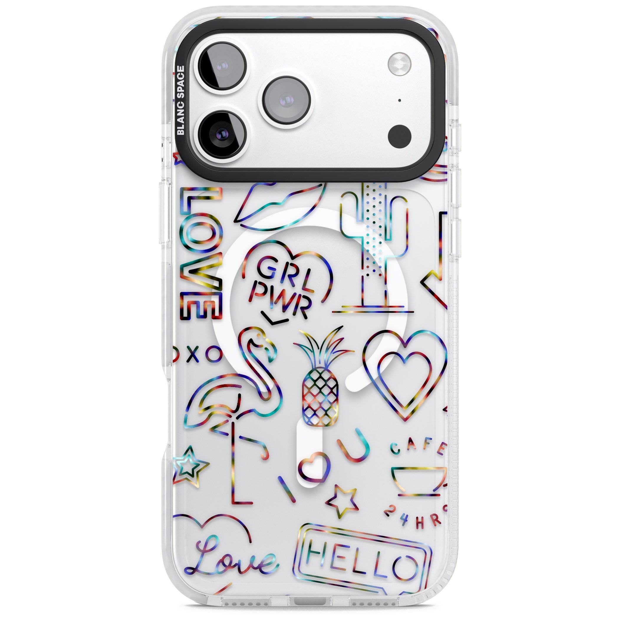Funky Nebula Neon Sign iPhone 17 Pro Max Impact Pro Clear Phone Case