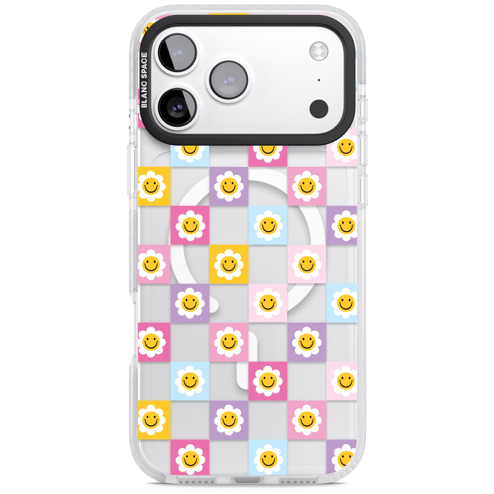 Daisy Squares Pattern iPhone 17 Pro Max Impact Pro Clear Phone Case