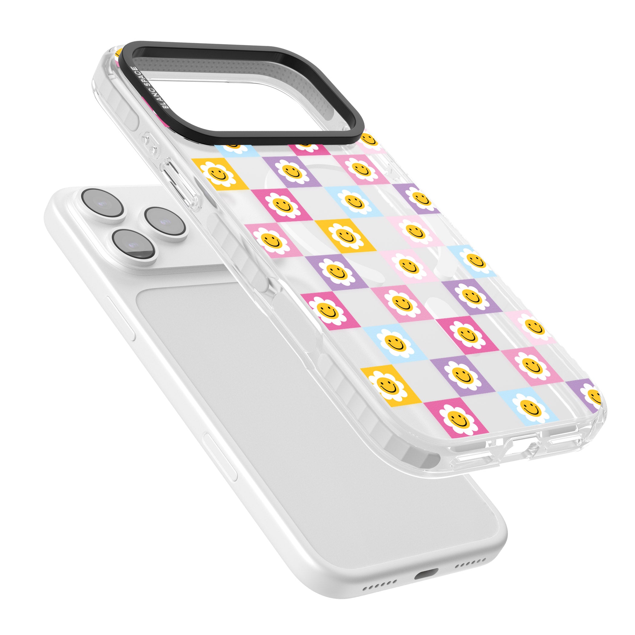 Daisy Squares Pattern iPhone 17 Pro Max Impact Pro Clear Phone Case Colours