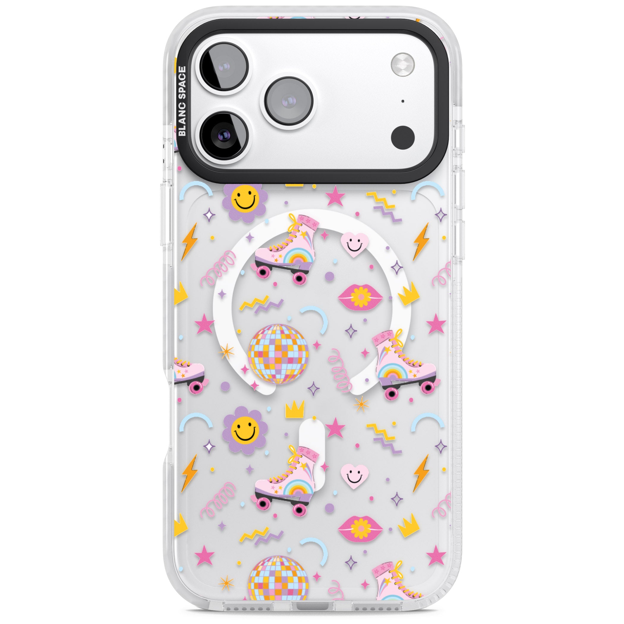 Roller Disco Pattern iPhone 17 Pro Max Impact Pro Clear Phone Case