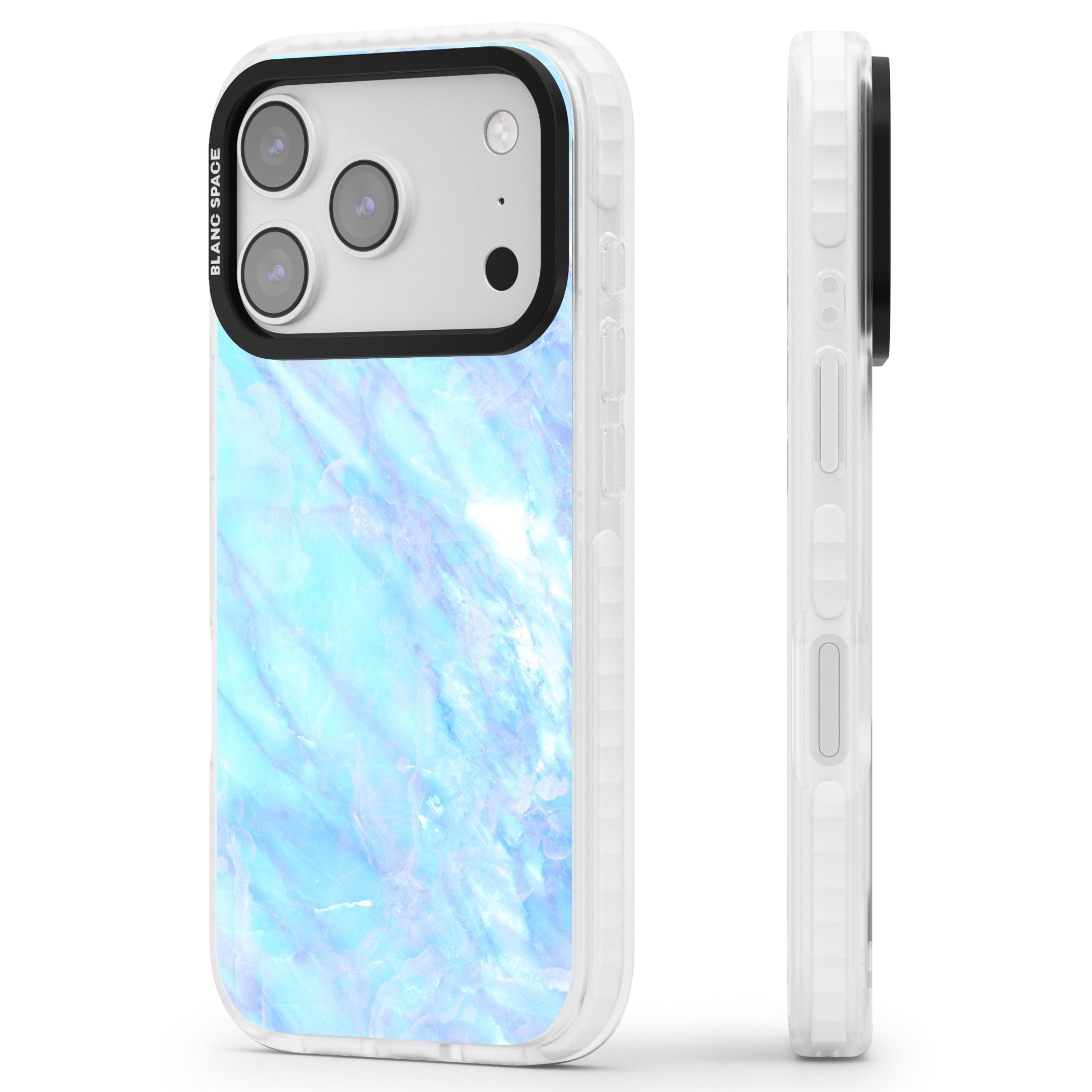 Iridescent Crystal Marble iPhone 17 Pro Max Impact Pro Clear Phone Case Side Profile