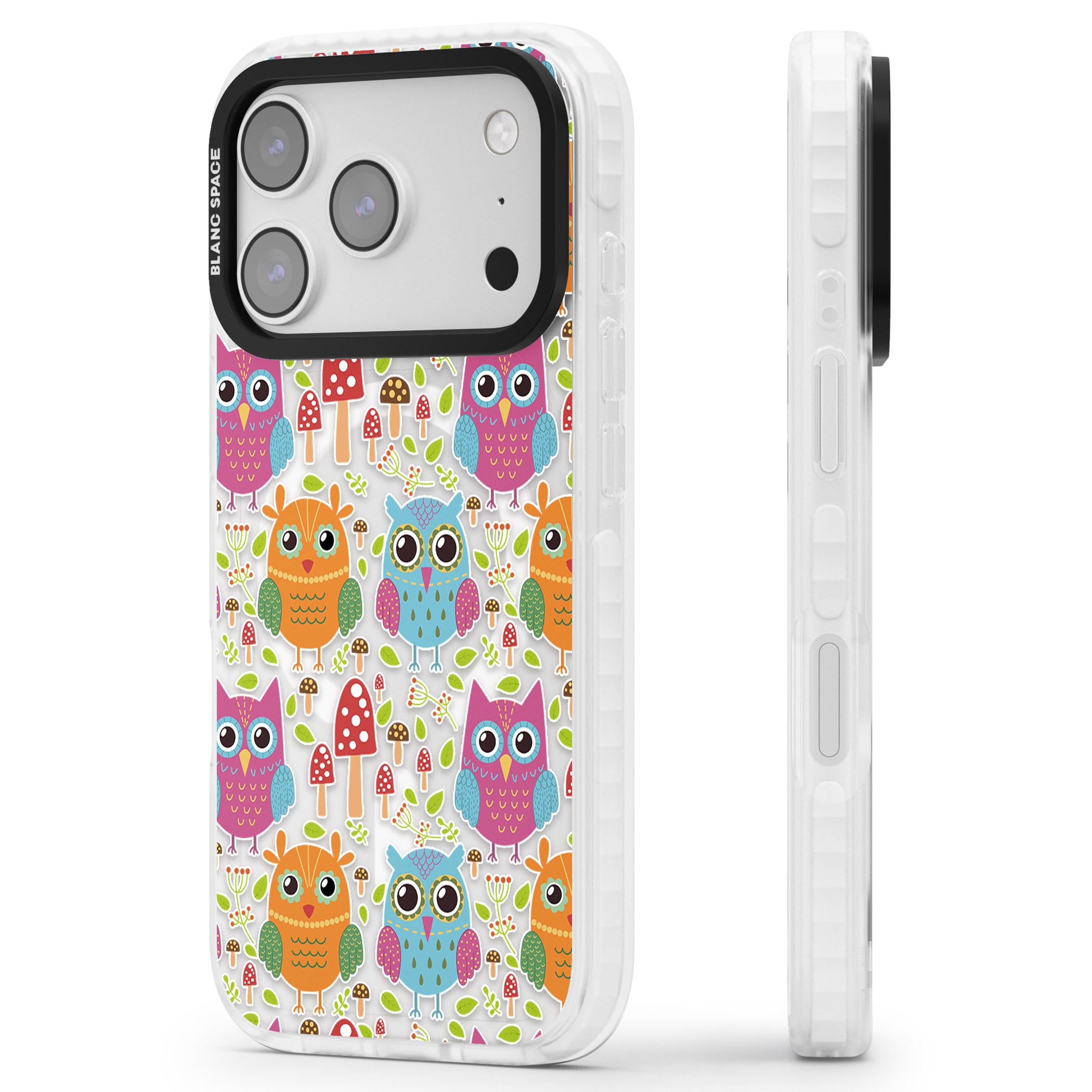 Forrest Owl Clear Pattern iPhone 17 Pro Max Impact Pro Clear Phone Case Side Profile