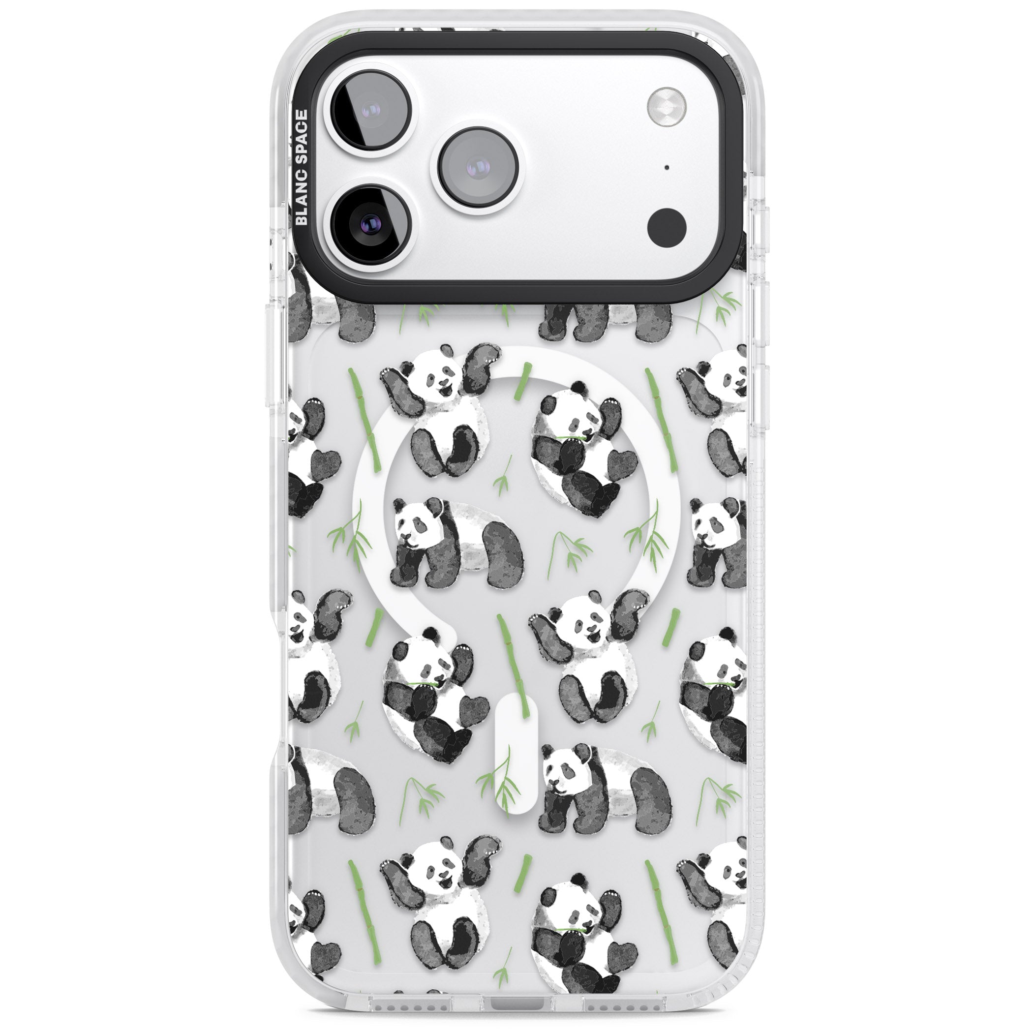 Watercolour Panda Pattern iPhone 17 Pro Max Impact Pro Clear Phone Case