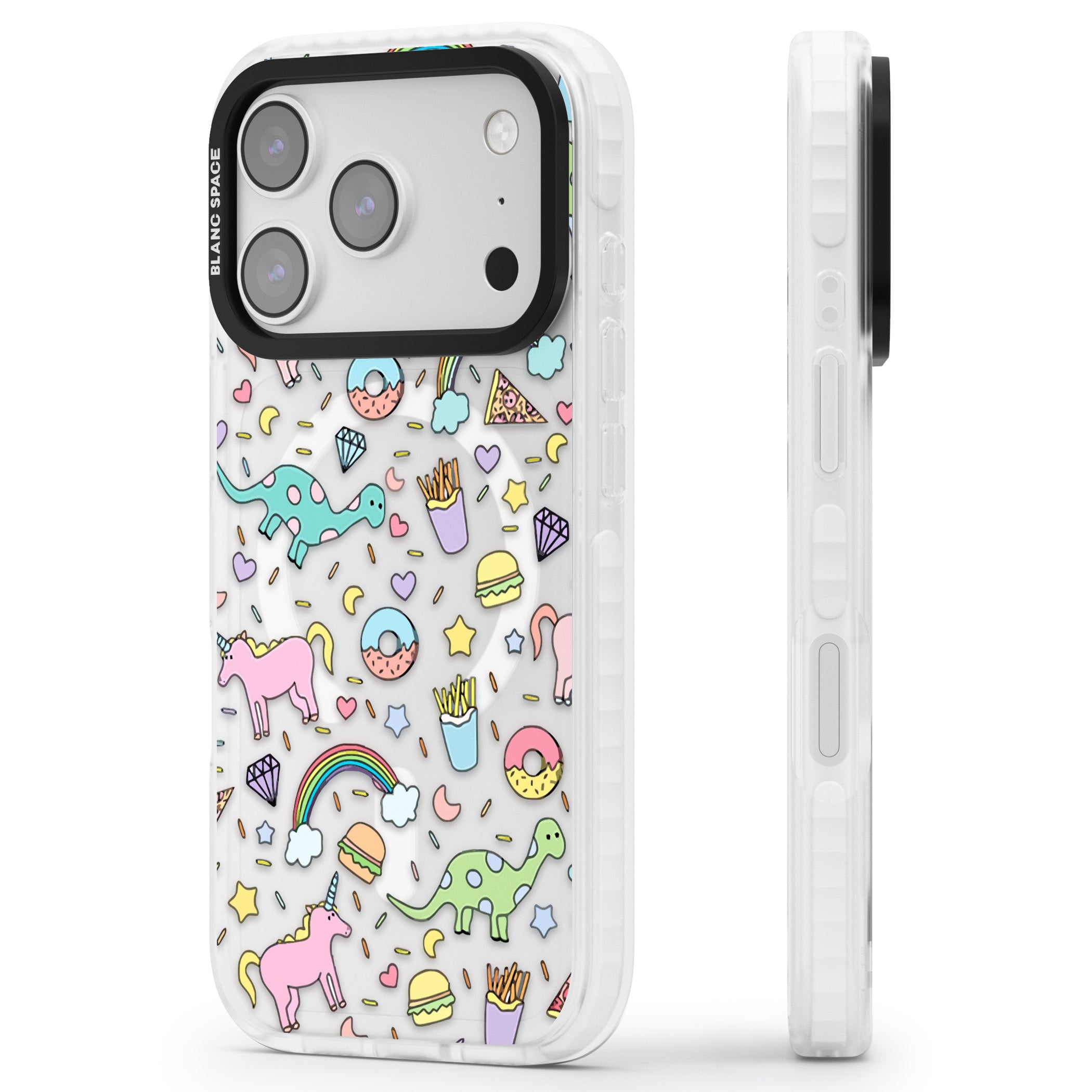 Cute Pattern iPhone 17 Pro Max Impact Pro Clear Phone Case Side Profile