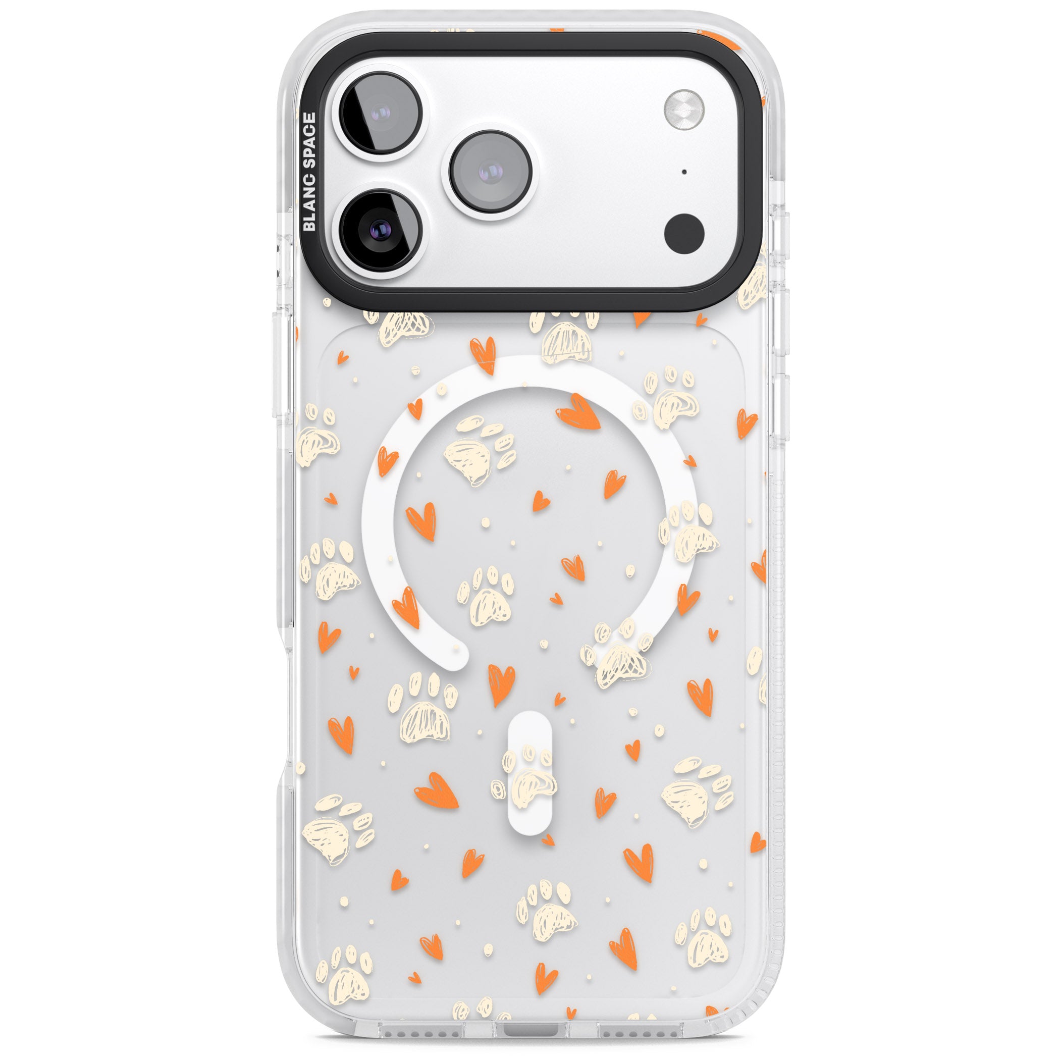 Paws And Hearts Pattern iPhone 17 Pro Max Impact Pro Clear Phone Case