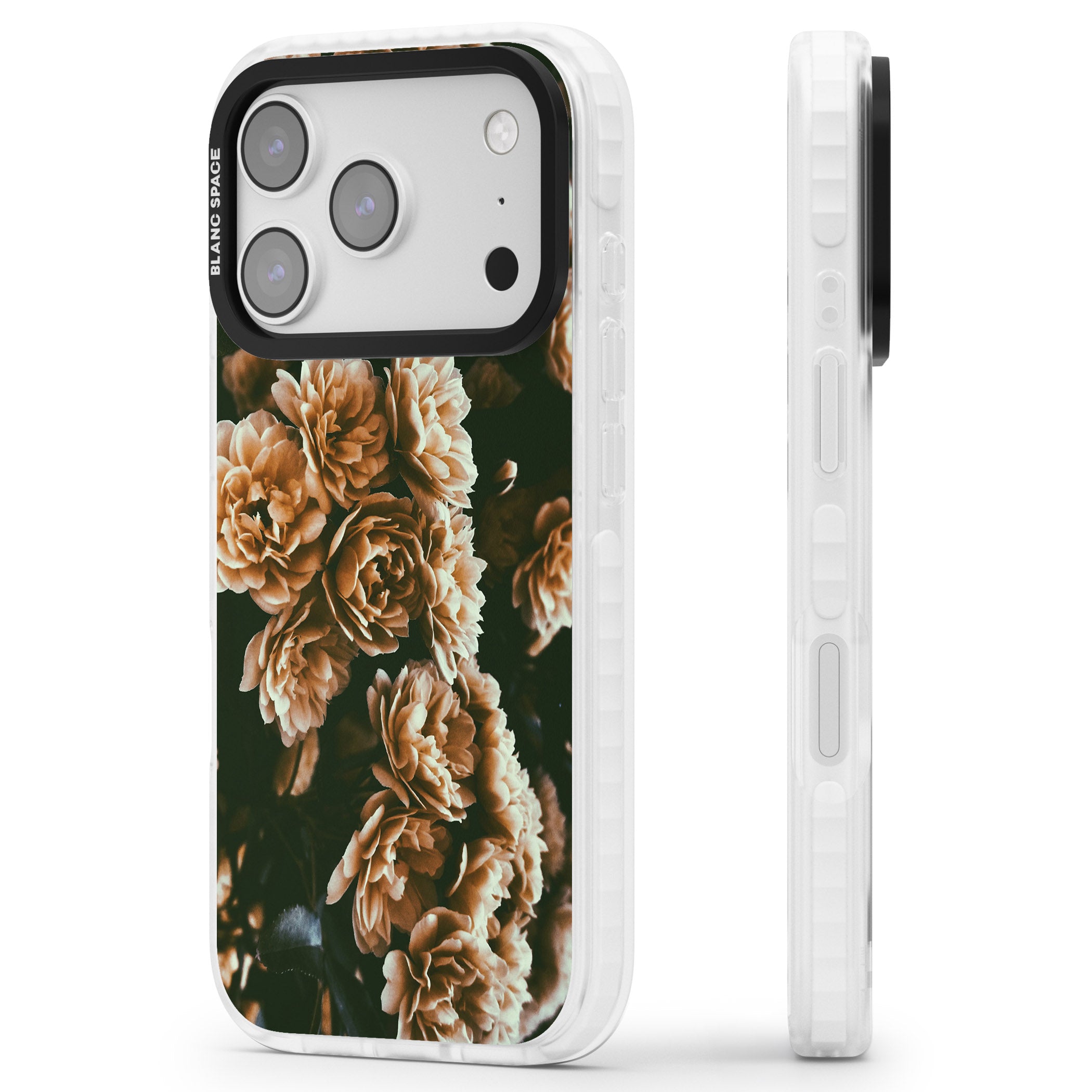Moody Peony iPhone 17 Pro Max Impact Pro Clear Phone Case Side Profile