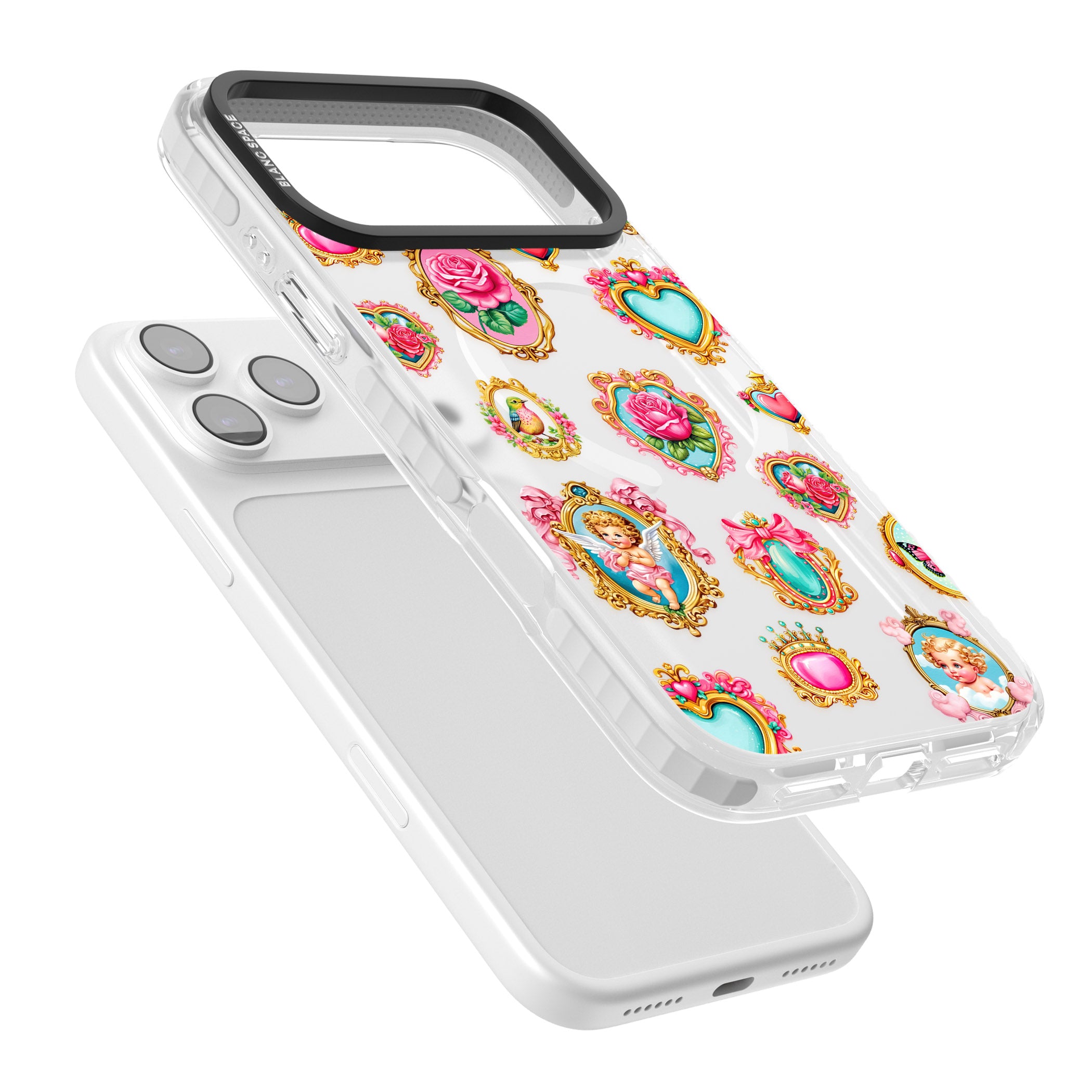 Angelcore Hearts Frames iPhone 17 Pro Max Impact Pro Clear Phone Case Colours