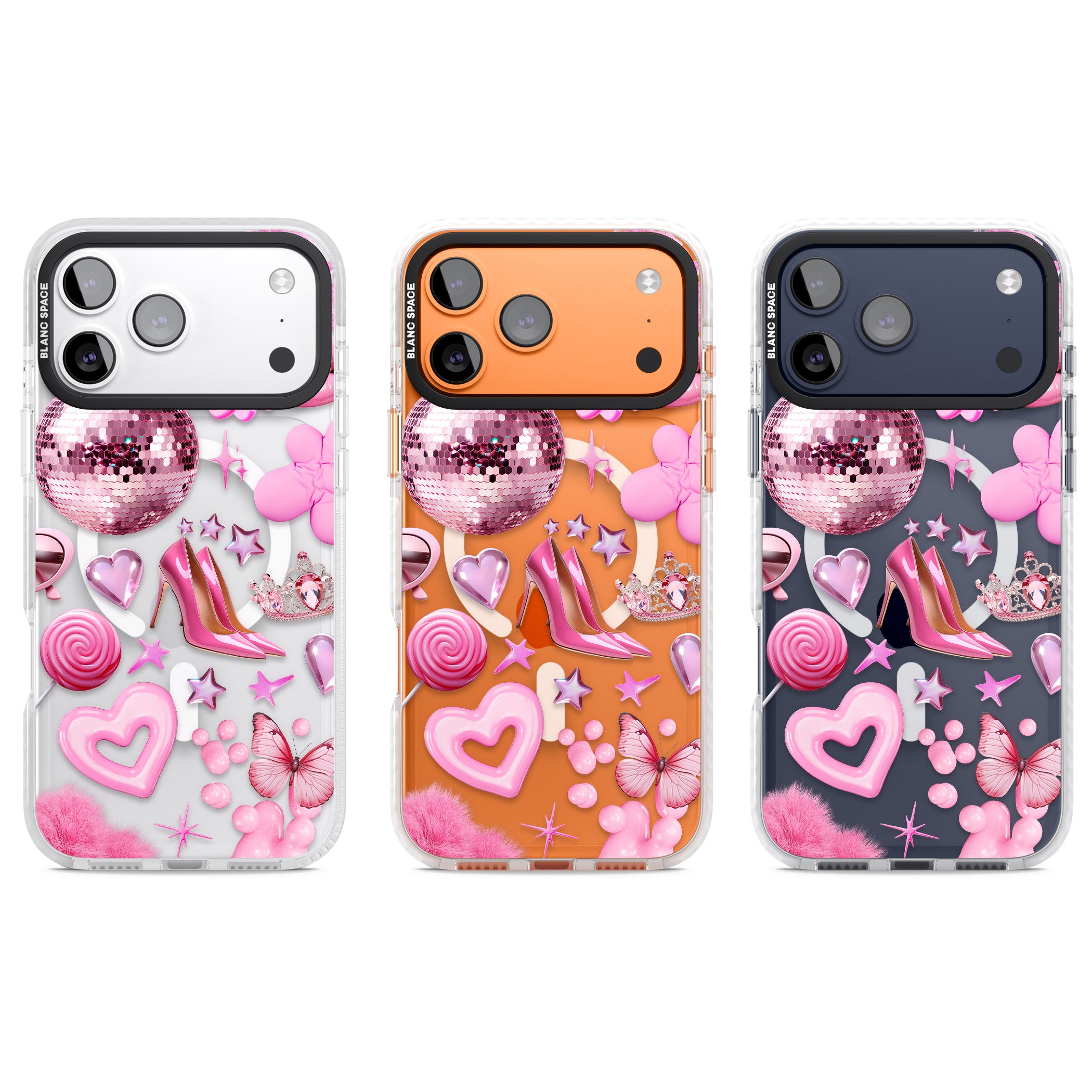 Pink Glam iPhone 17 Pro Impact Pro Clear Phone Case APT Impact Protection