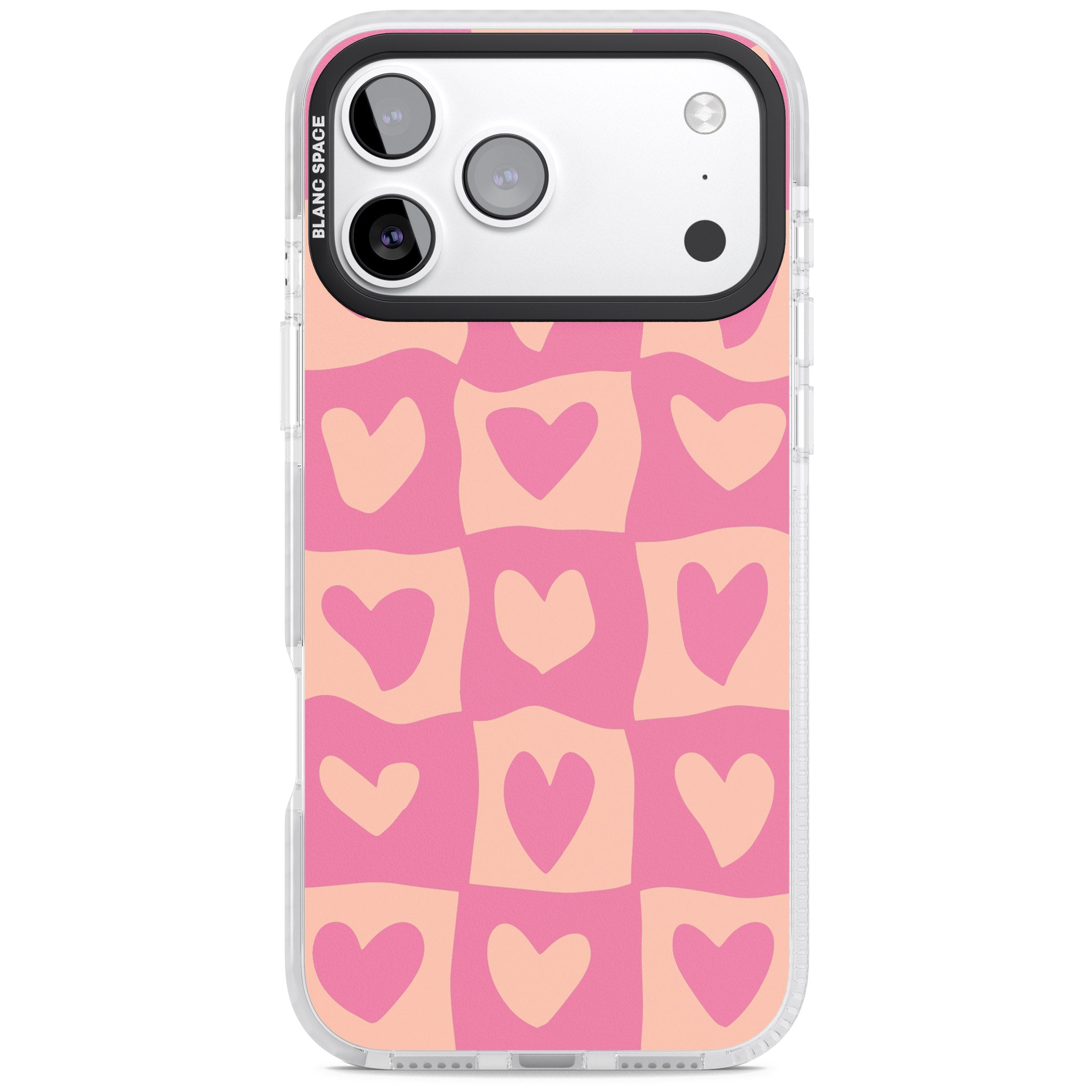 Pink Wavy Checked Hearts iPhone 17 Pro Max Impact Pro Clear Phone Case