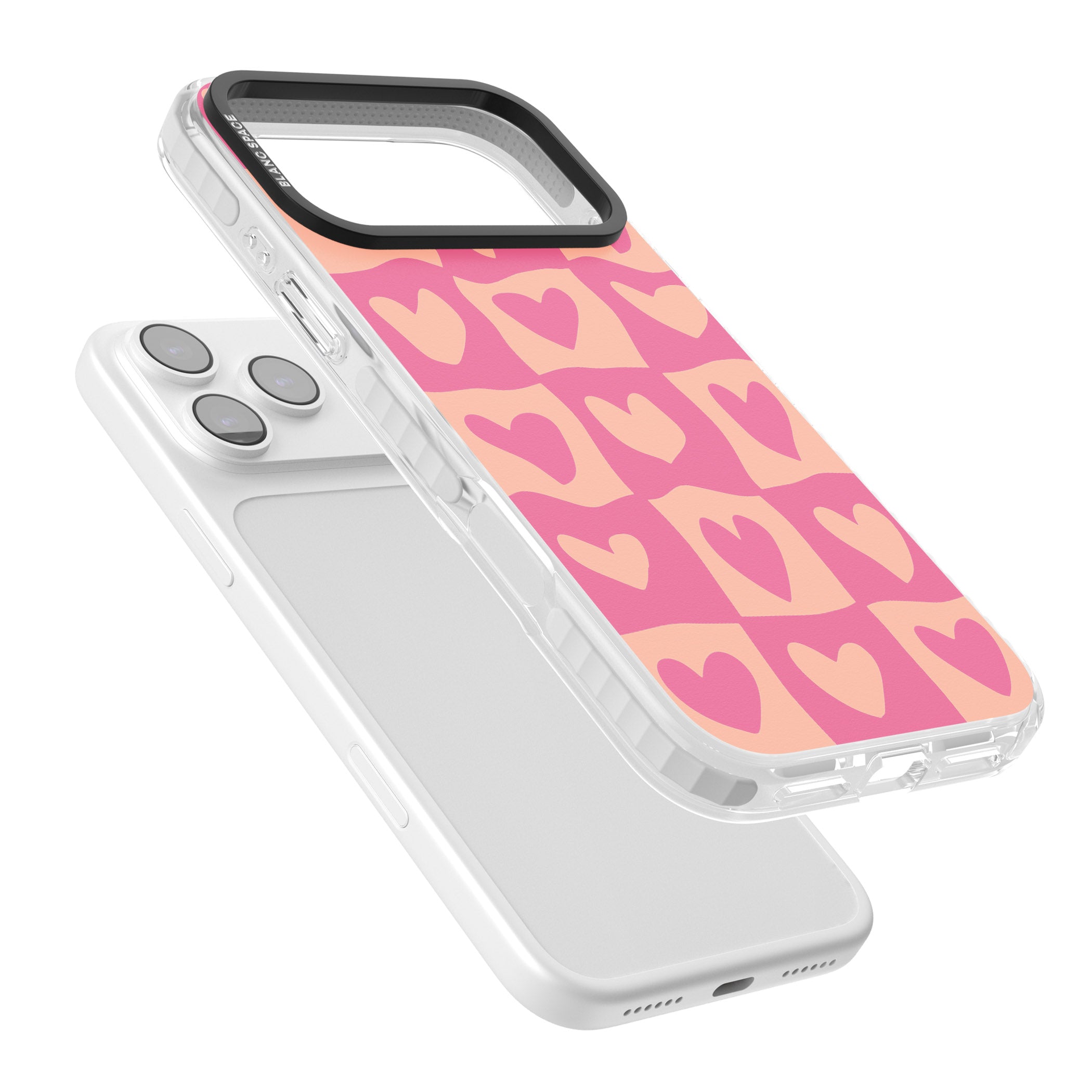 Pink Wavy Checked Hearts iPhone 17 Pro Max Impact Pro Clear Phone Case Colours