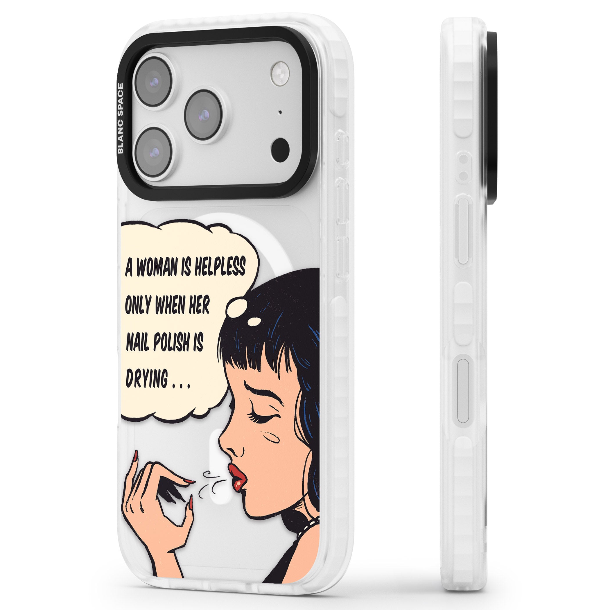 Drying Nails Pop Art iPhone 17 Pro Max Impact Pro Clear Phone Case Side Profile