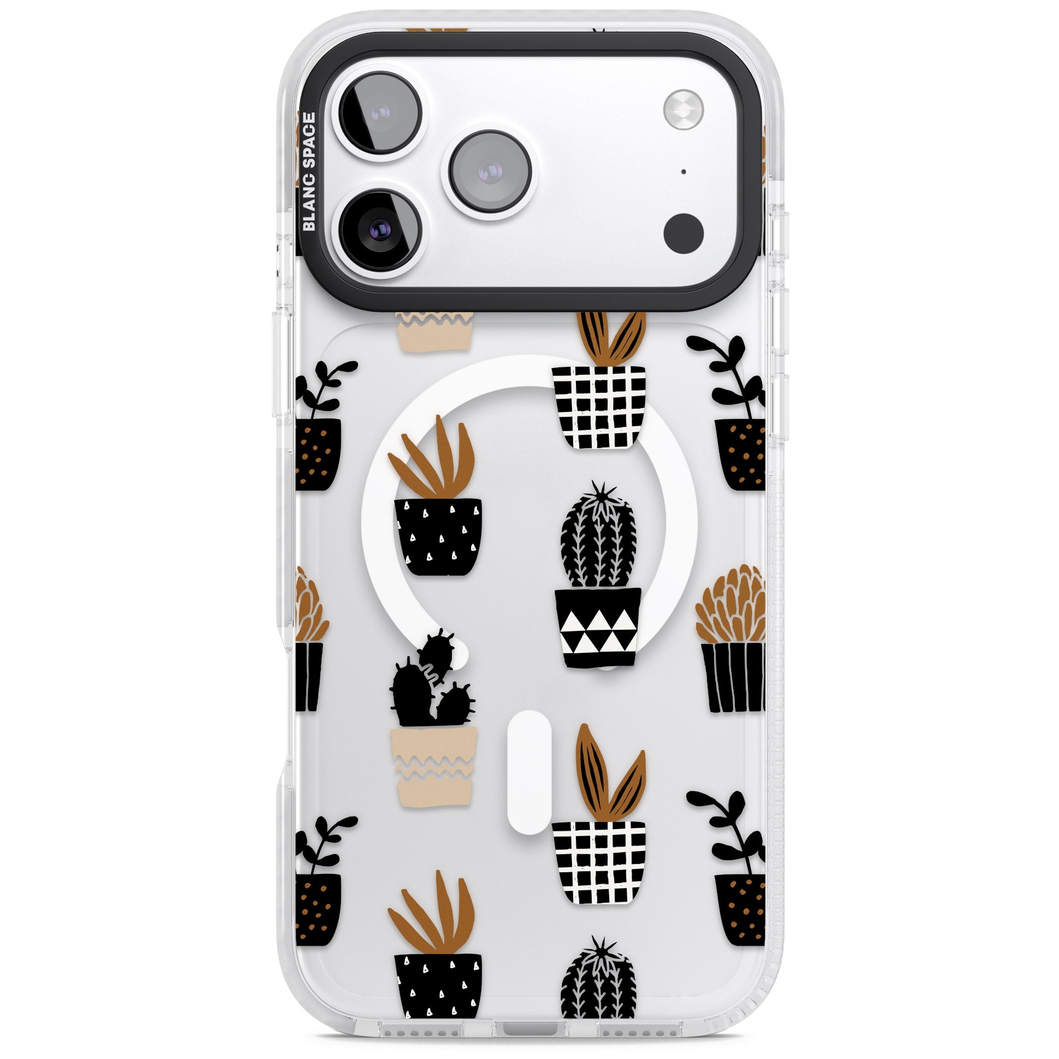 Large Mixed Plants Pattern Clear iPhone 17 Pro Max Impact Pro Clear Phone Case