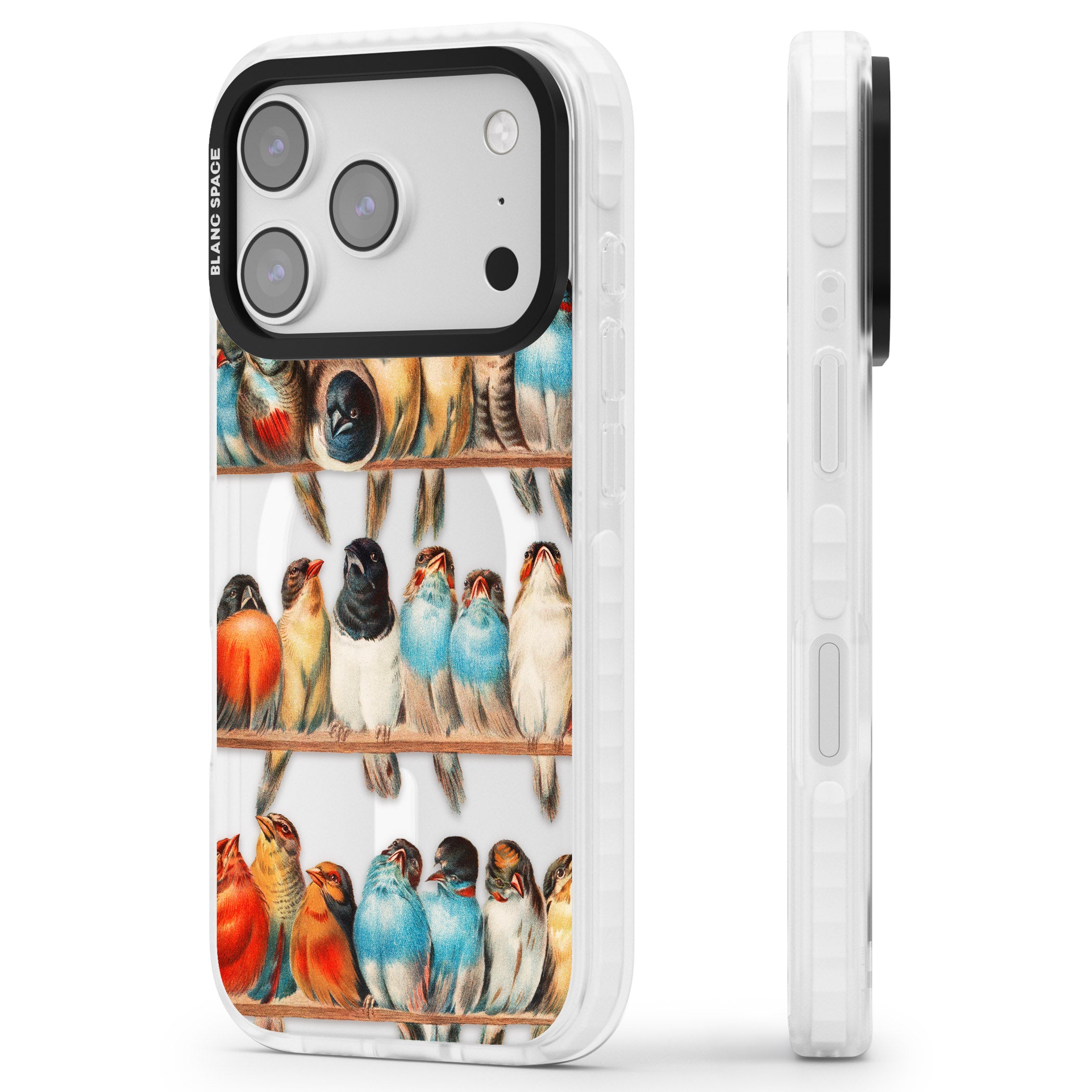 A Perch Of Birds iPhone 17 Pro Max Impact Pro Clear Phone Case Side Profile