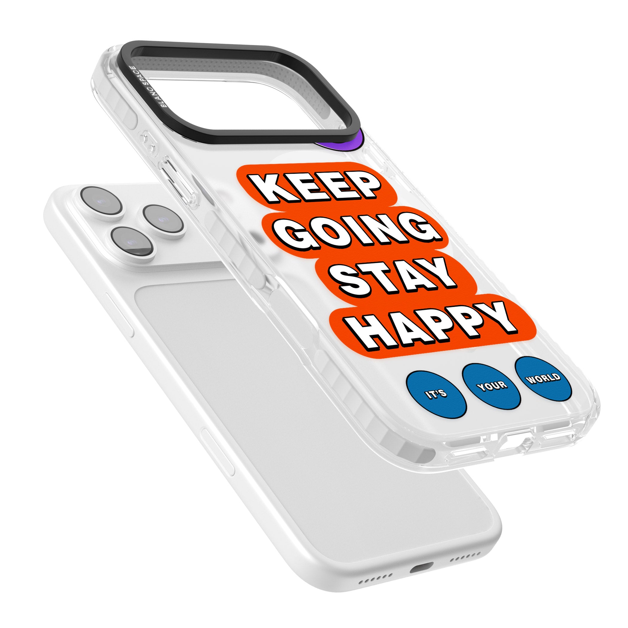 Keep Going Stay Happy iPhone 17 Pro Max Impact Pro Clear Phone Case Colours