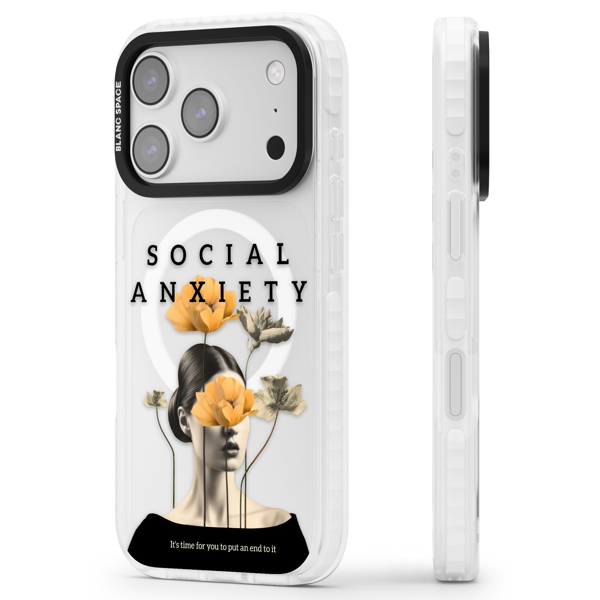 Social Anxiety iPhone 17 Pro Max Impact Pro Clear Phone Case Side Profile