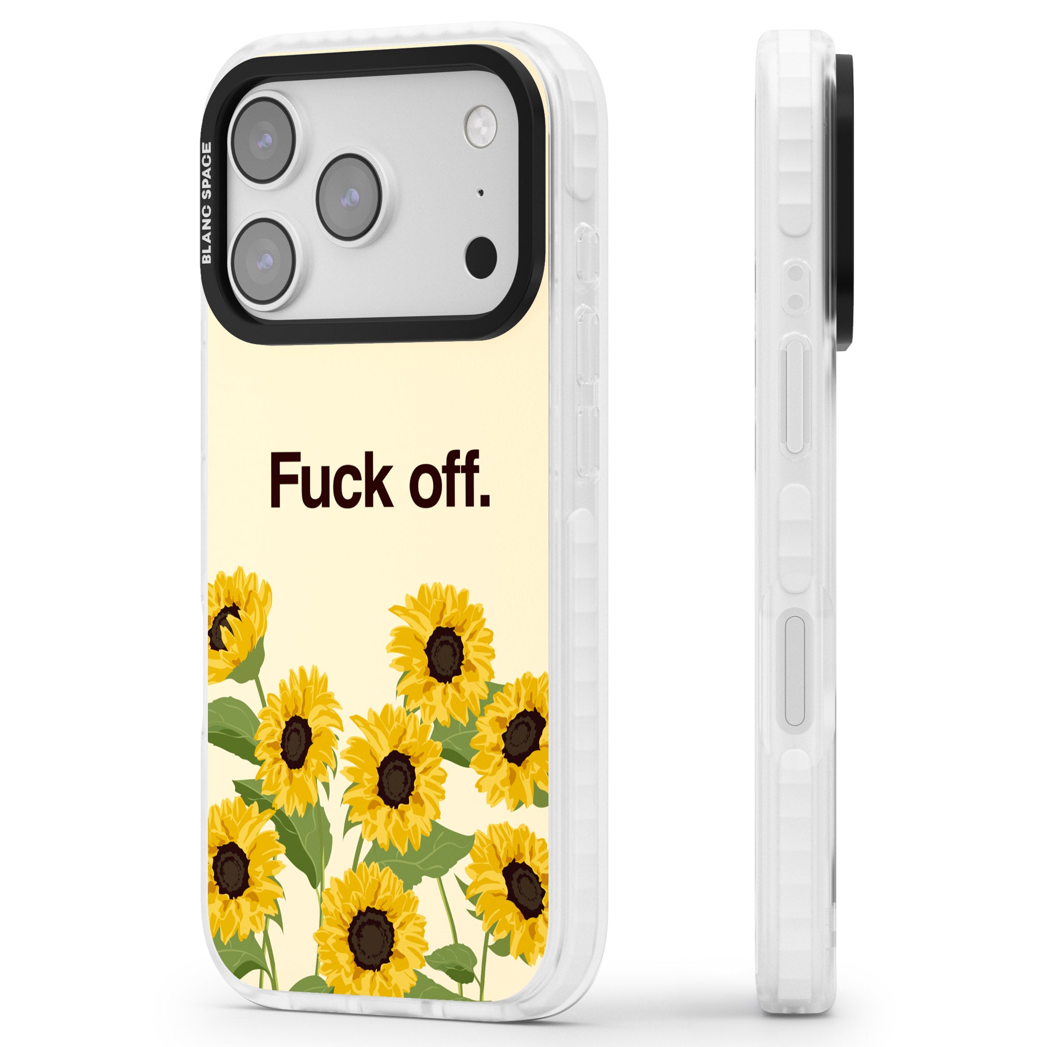 F*Ck Off iPhone 17 Pro Max Impact Pro Clear Phone Case Side Profile
