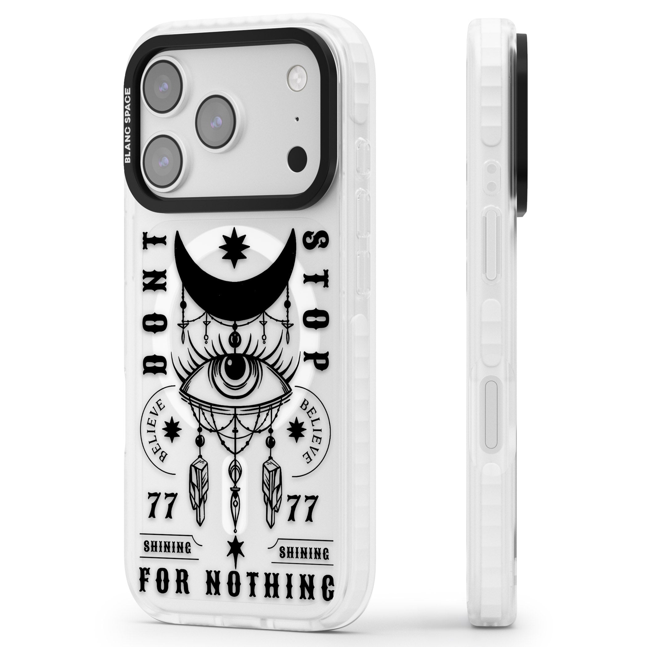 Dont Stop For Nothing iPhone 17 Pro Max Impact Pro Clear Phone Case Side Profile