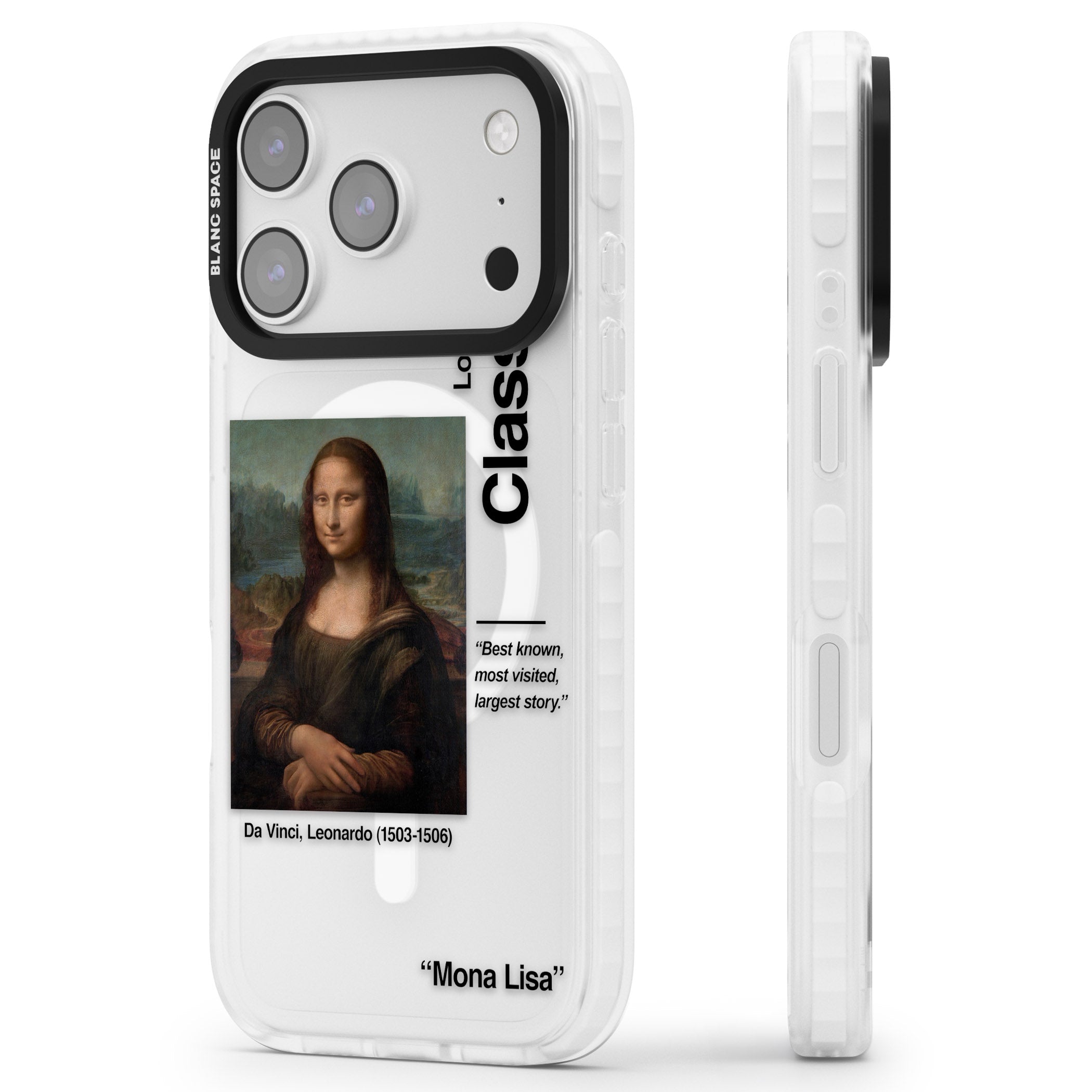 Mona Lisa Leonardo Da Vinci iPhone 17 Pro Max Impact Pro Clear Phone Case Side Profile