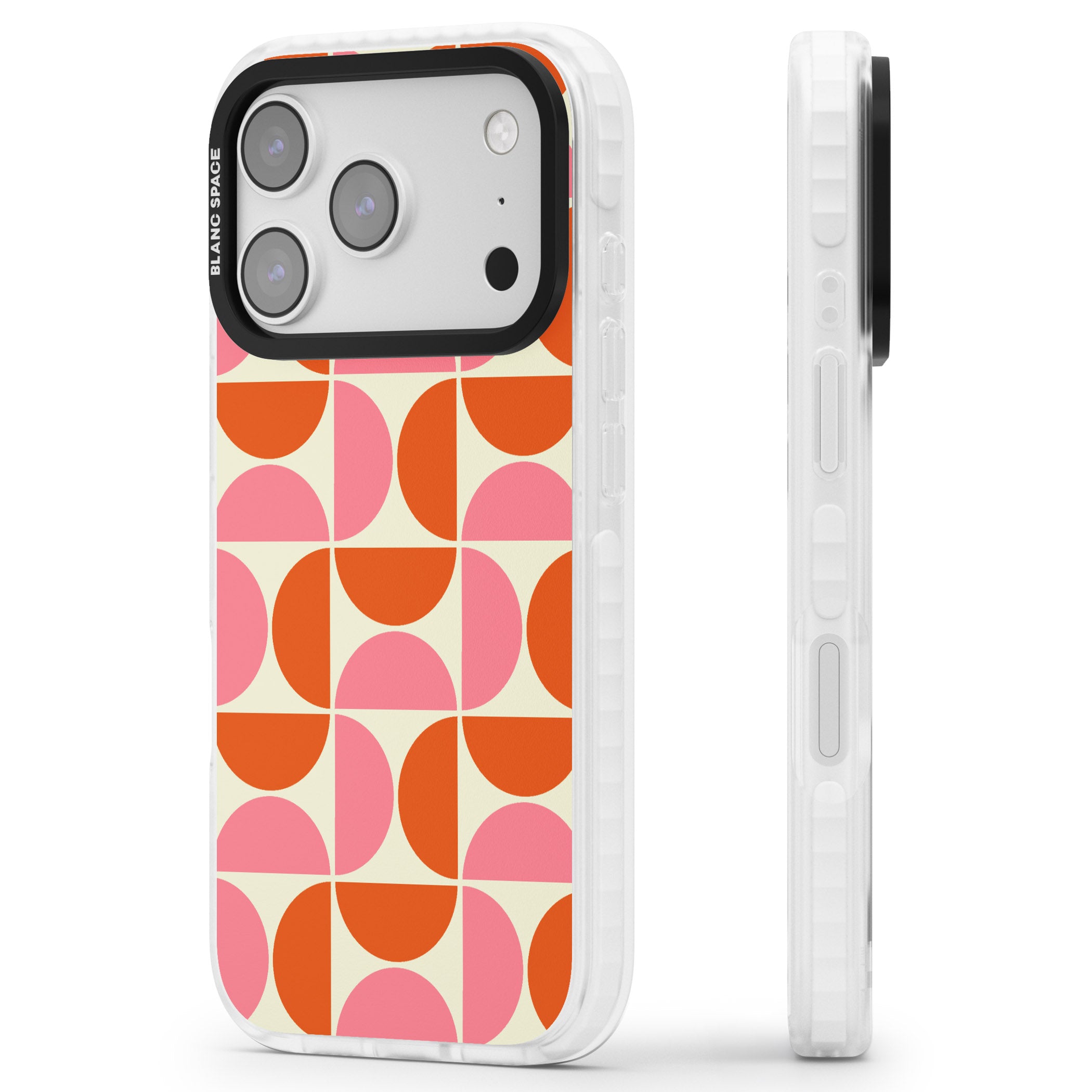 Retro Half Circle Pattern iPhone 17 Pro Max Impact Pro Clear Phone Case Side Profile