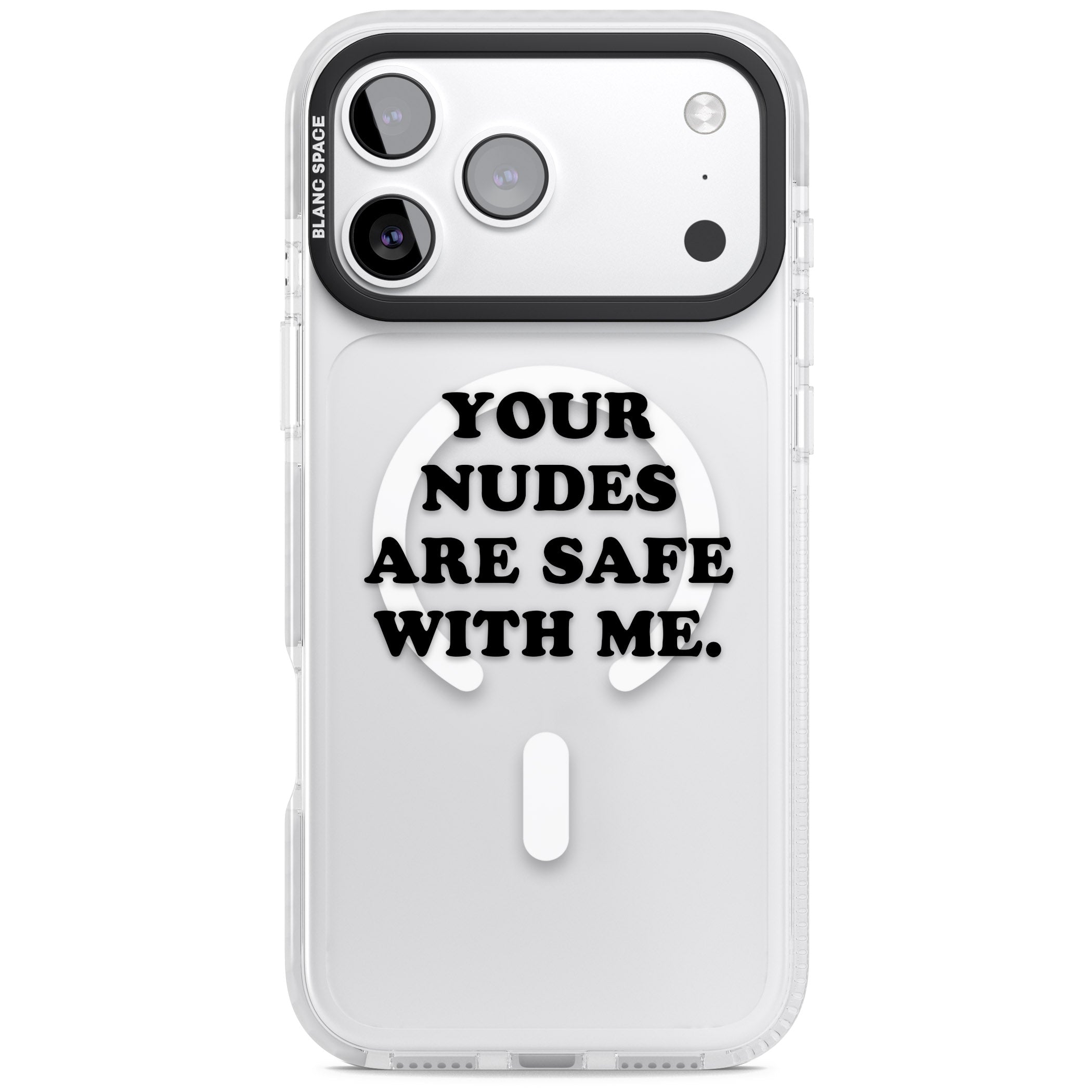 Your Nudes Are Safe Black iPhone 17 Pro Max Impact Pro Clear Phone Case