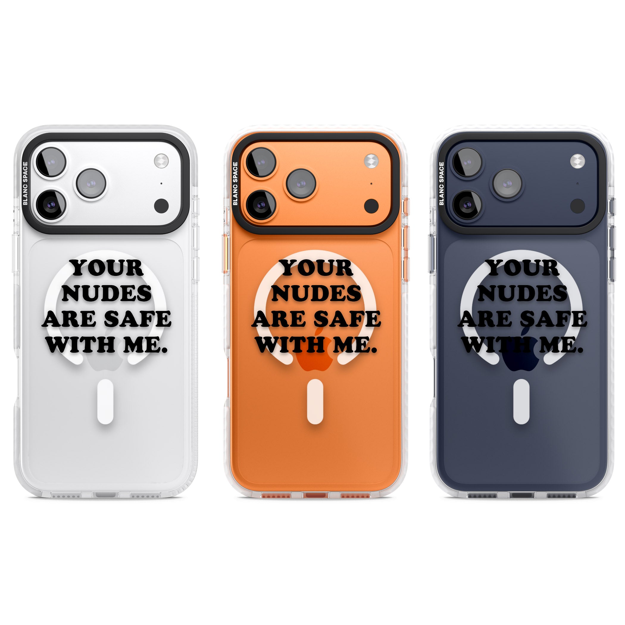 Your Nudes Are Safe Black iPhone 17 Pro Impact Pro Clear Phone Case APT Impact Protection