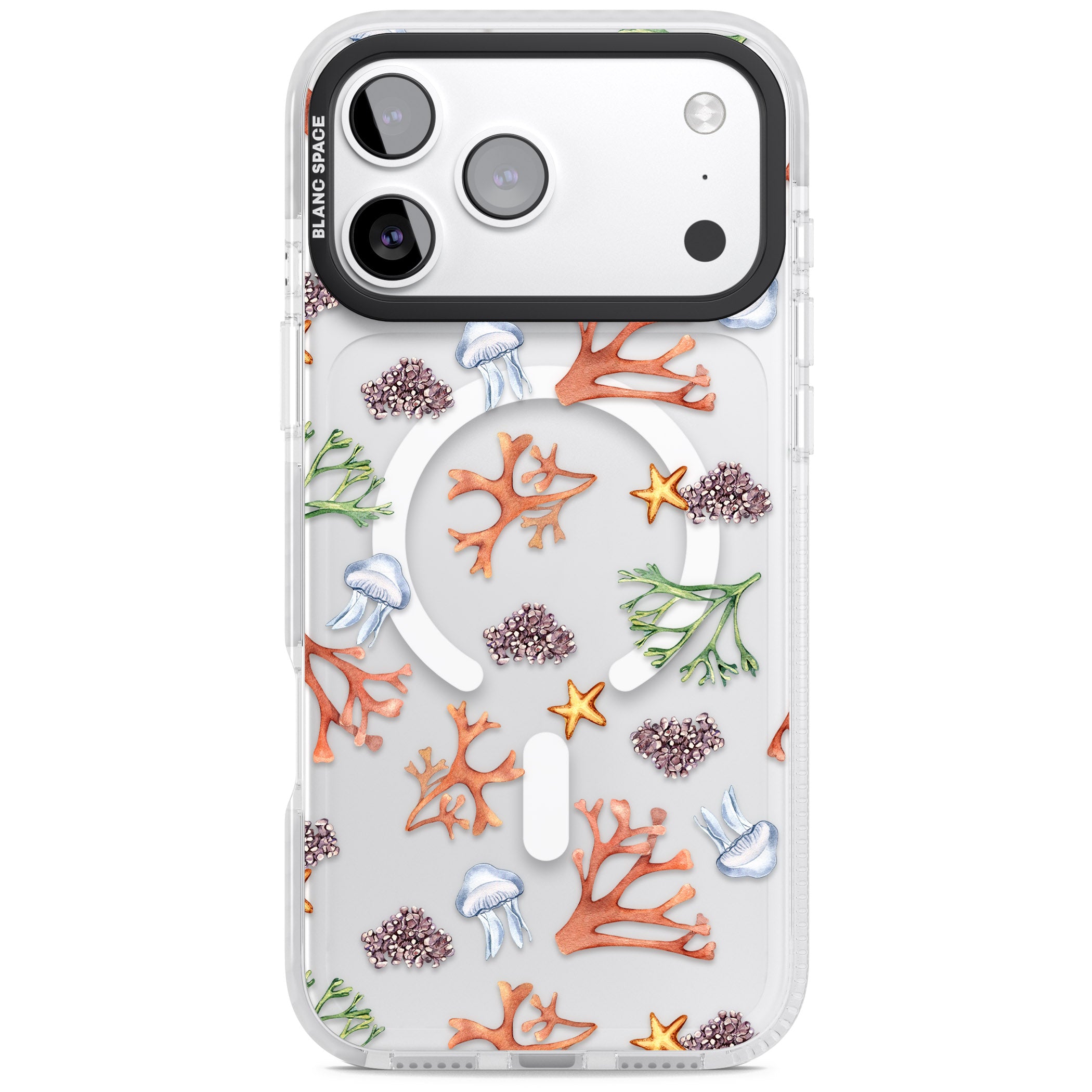 Coral & Jellyfish iPhone 17 Pro Max Impact Pro Clear Phone Case