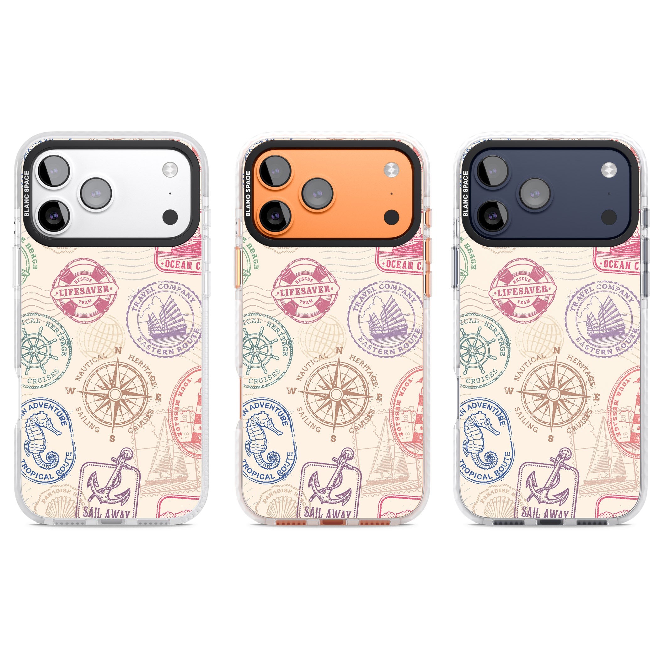 Nautical Stamps iPhone 17 Pro Impact Pro Clear Phone Case APT Impact Protection