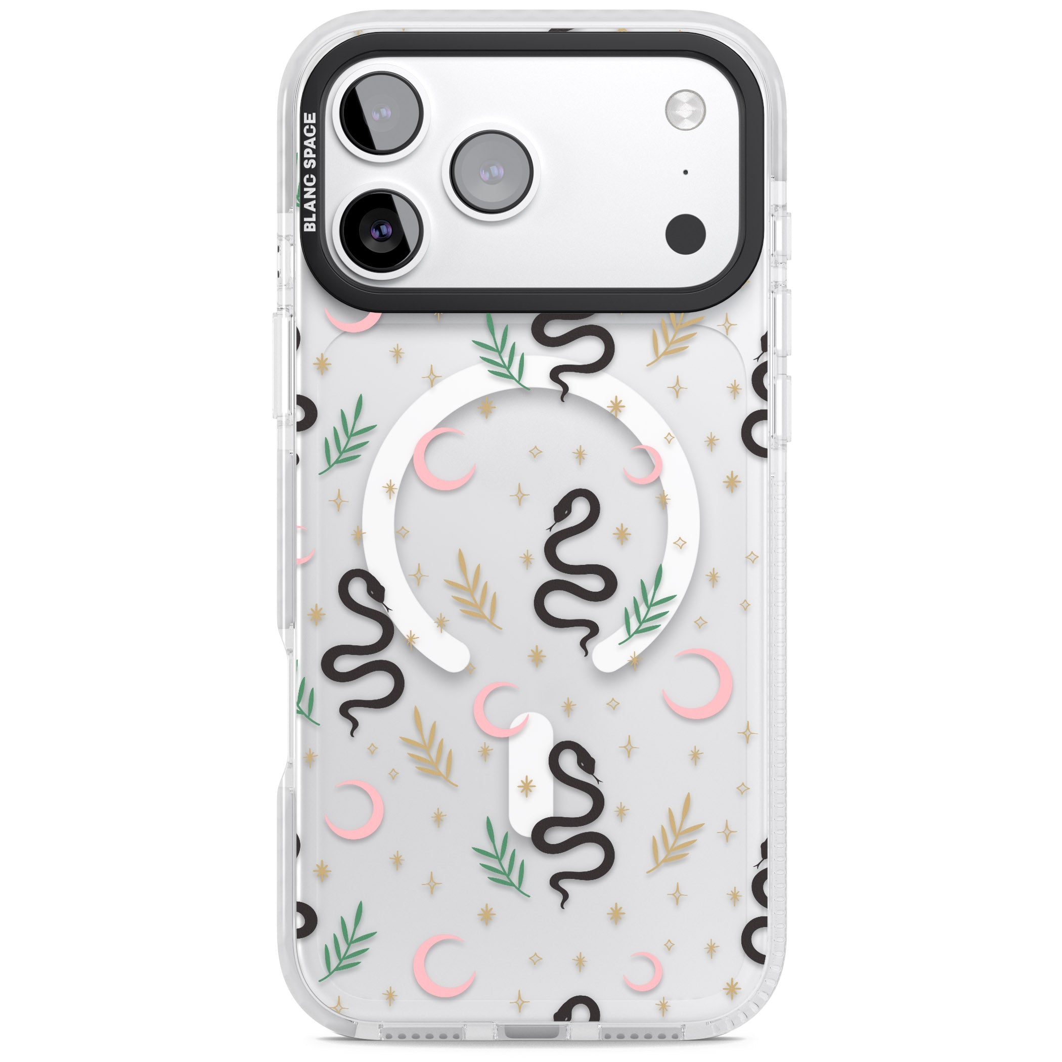 Snake & Moon Pattern iPhone 17 Pro Max Impact Pro Clear Phone Case