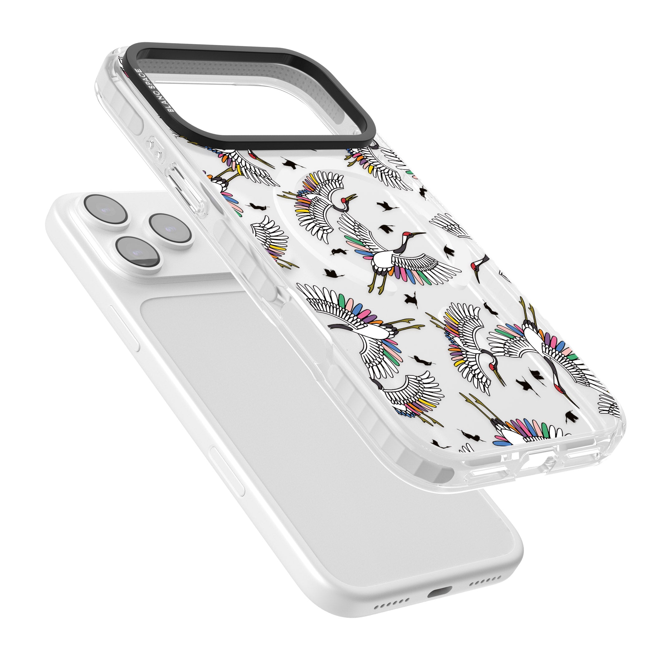 Colourful Crane Pattern iPhone 17 Pro Max Impact Pro Clear Phone Case Colours