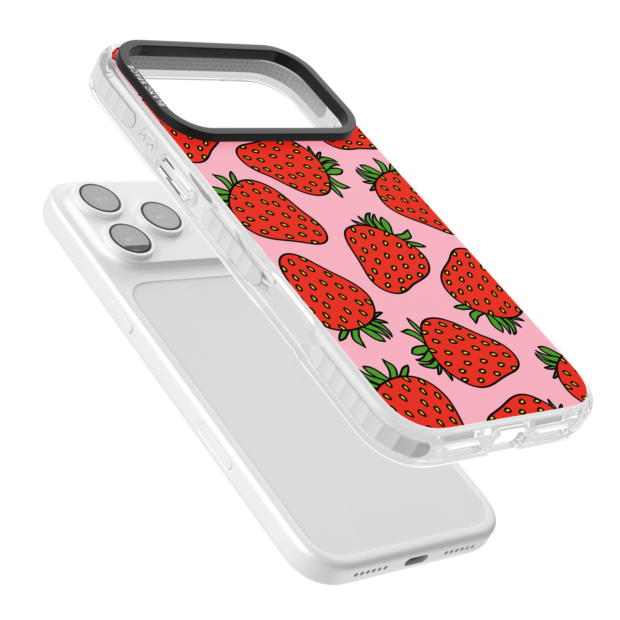 Strawberry Pattern (Pink) iPhone 17 Pro Max Impact Pro Clear Phone Case Colours