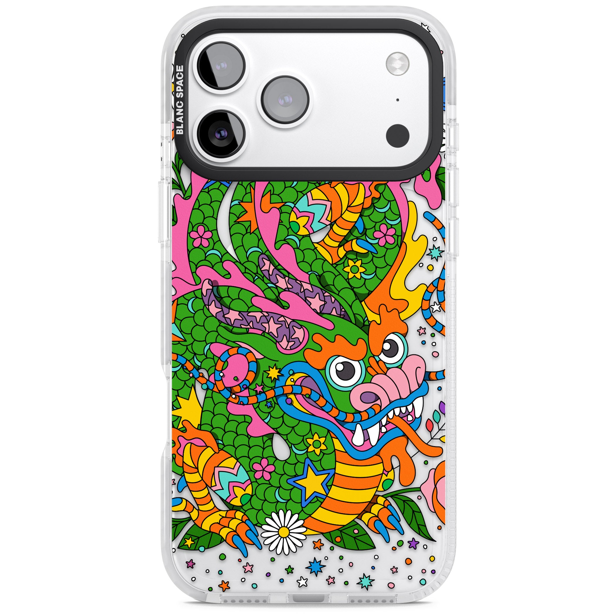 Psychedelic Jungle Dragon iPhone 17 Pro Max Impact Pro Clear Phone Case
