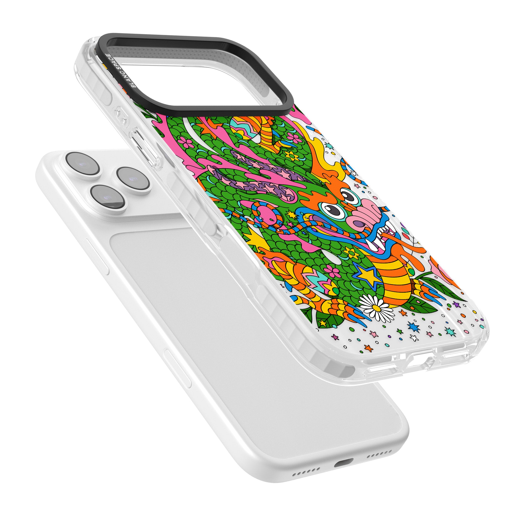 Psychedelic Jungle Dragon iPhone 17 Pro Max Impact Pro Clear Phone Case Colours