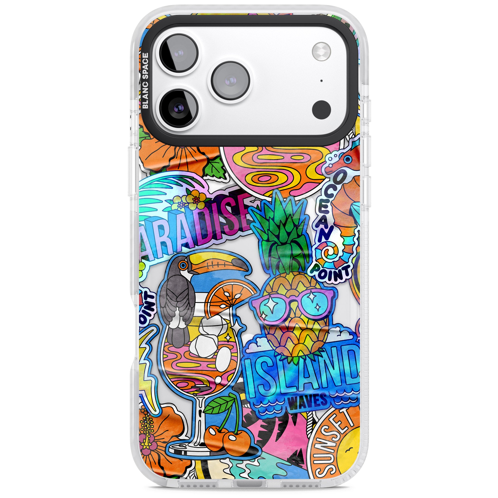 Tropical Vibes Collage iPhone 17 Pro Max Impact Pro Clear Phone Case