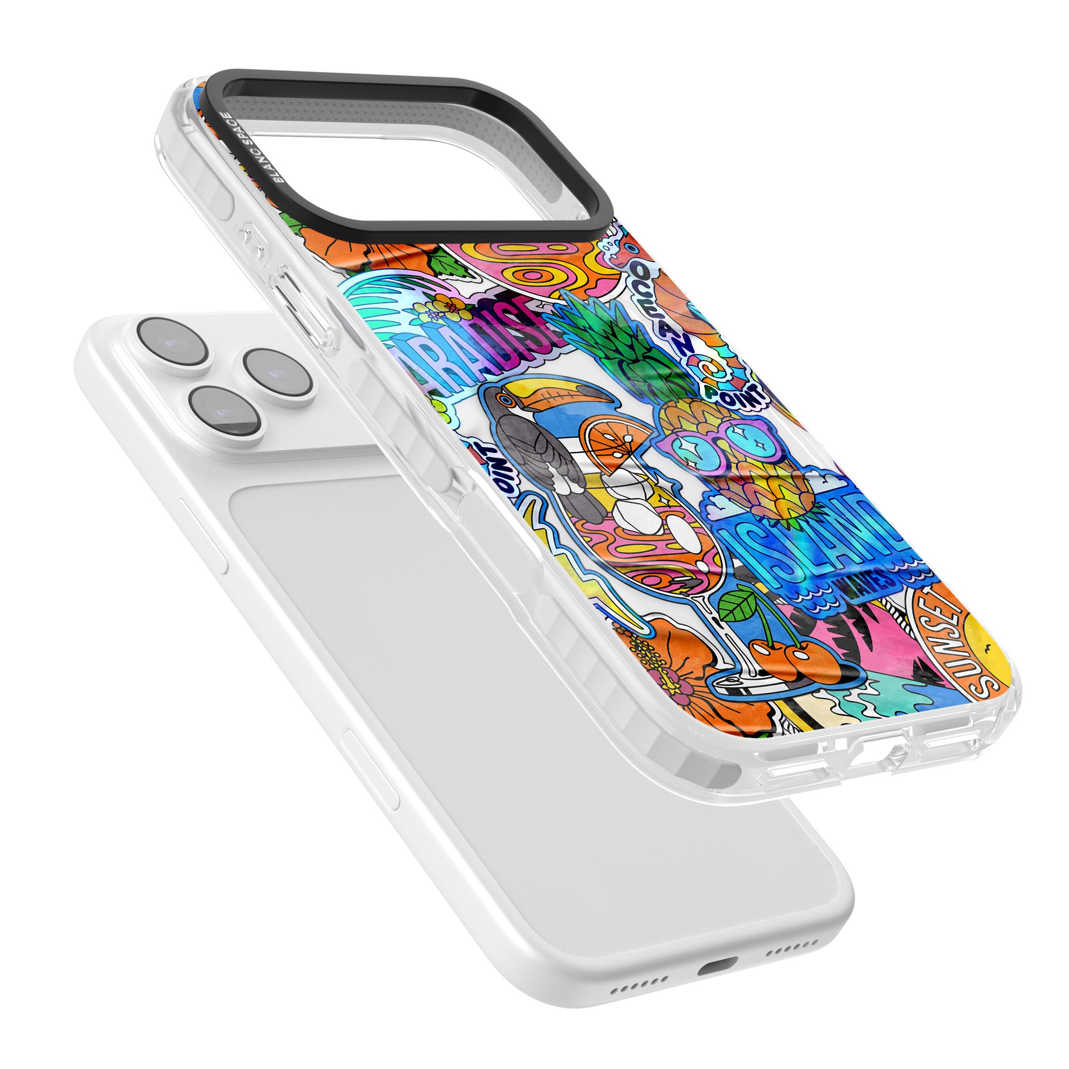 Tropical Vibes Collage iPhone 17 Pro Max Impact Pro Clear Phone Case Colours