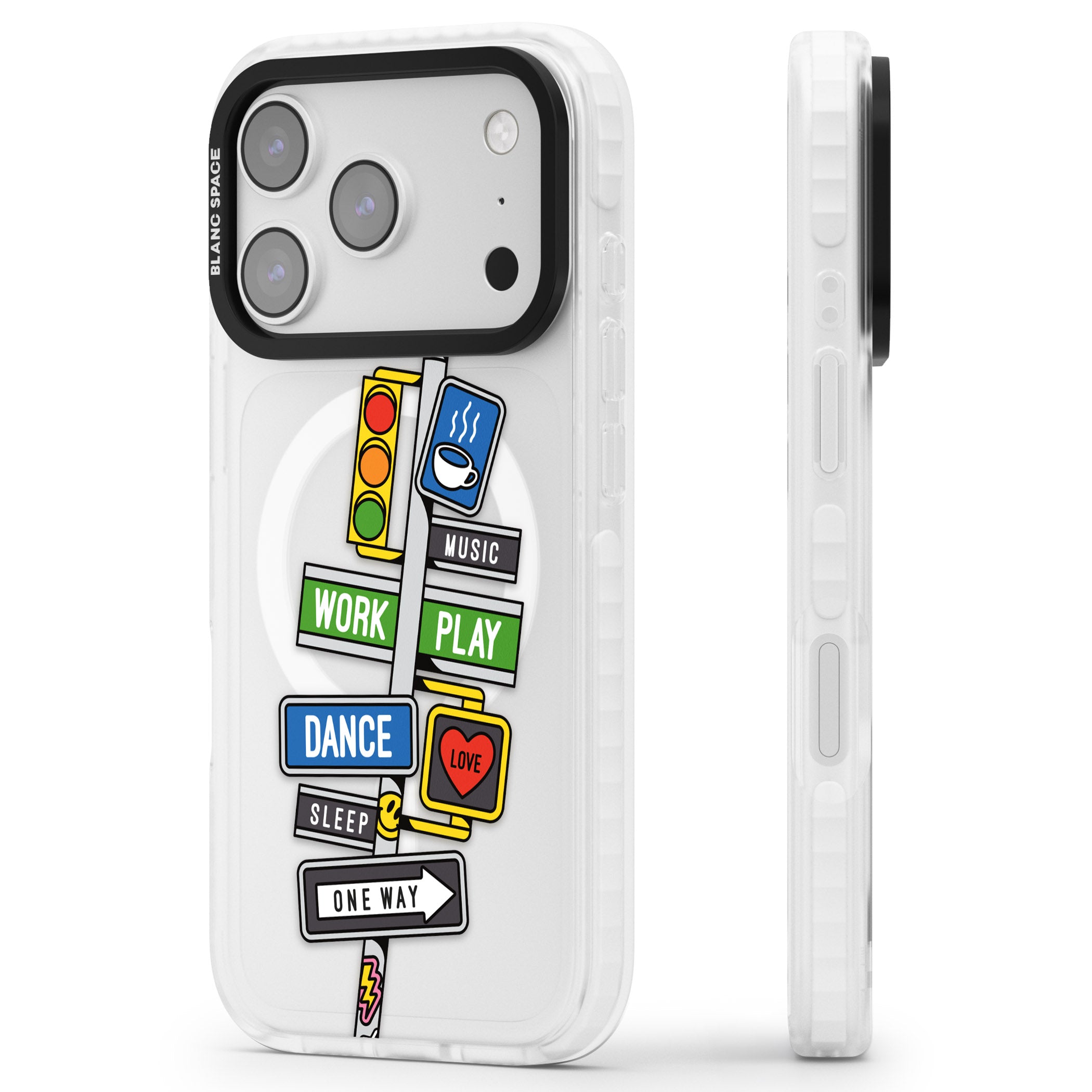 Mood Street Signs iPhone 17 Pro Max Impact Pro Clear Phone Case Side Profile