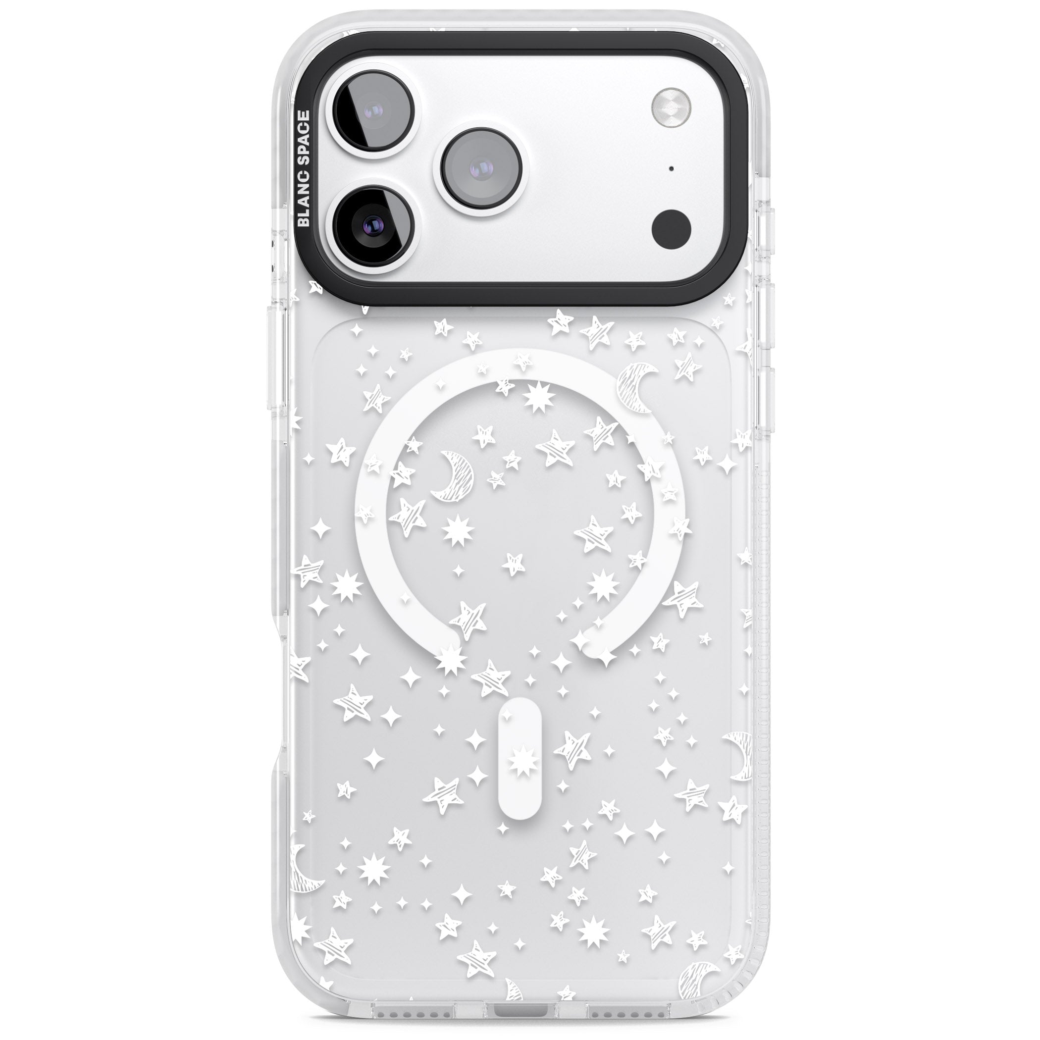 White Cosmic Galaxy Pattern iPhone 17 Pro Max Impact Pro Clear Phone Case