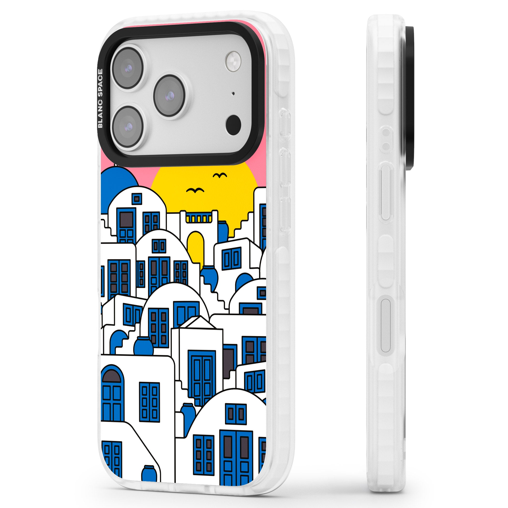 Santorini Sunset iPhone 17 Pro Max Impact Pro Clear Phone Case Side Profile