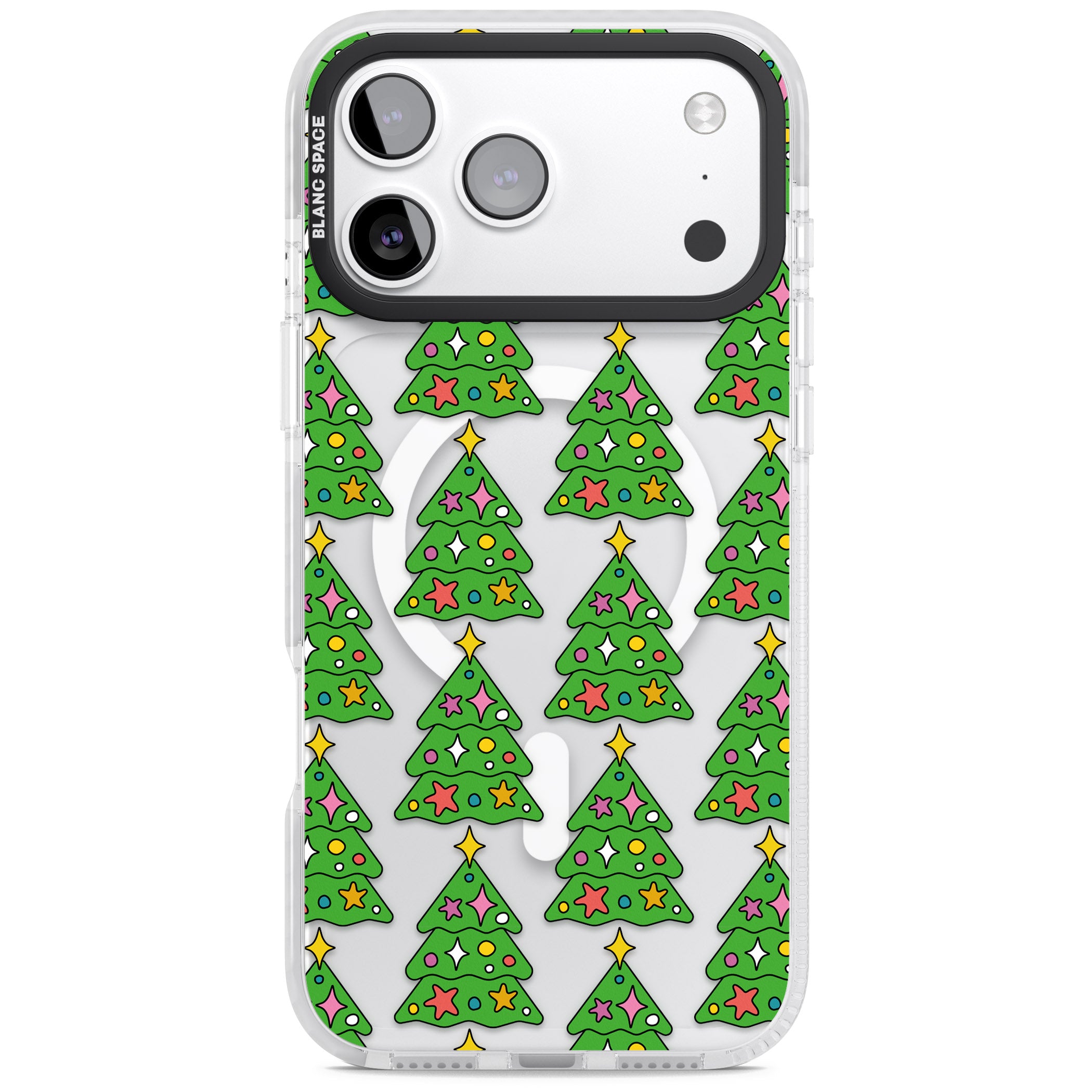 Christmas Tree Pattern (Clear) iPhone 17 Pro Impact Pro Clear Phone Case