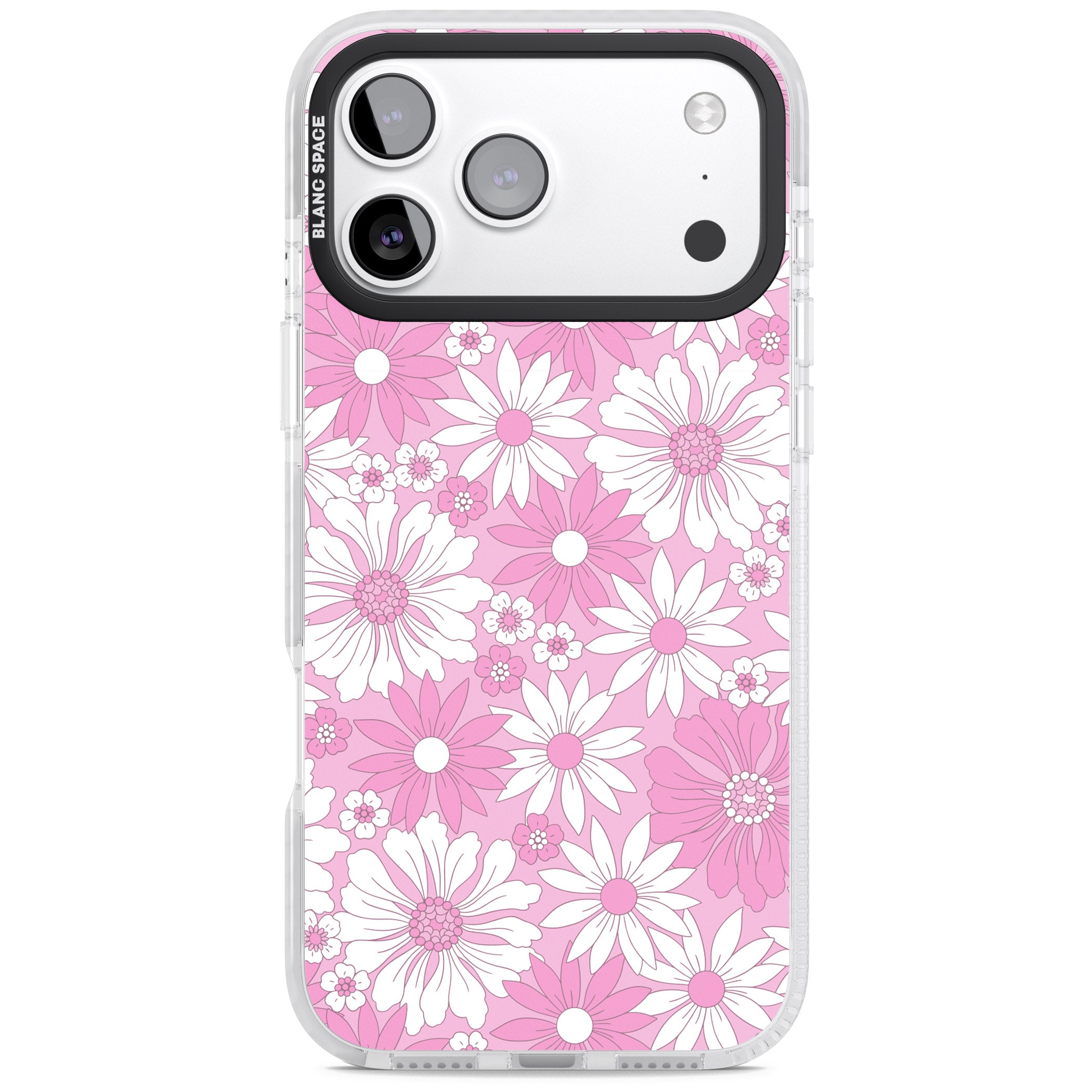 Pink White Flowers iPhone 17 Pro Max Impact Pro Clear Phone Case
