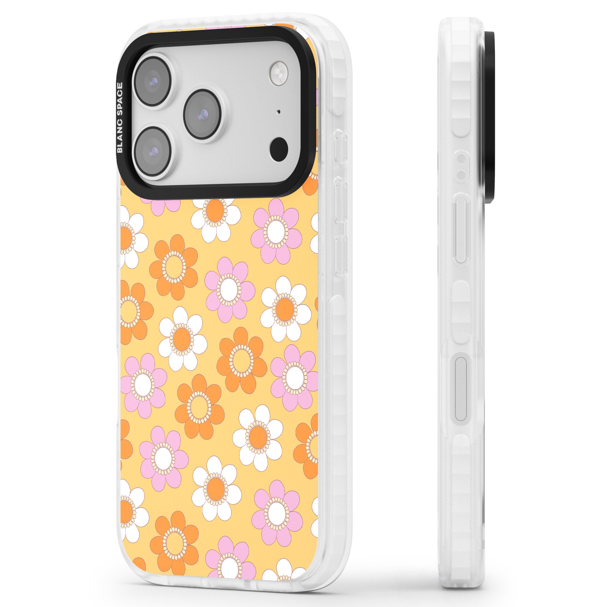 Sunny Flower Mix iPhone 17 Pro Max Impact Pro Clear Phone Case Side Profile