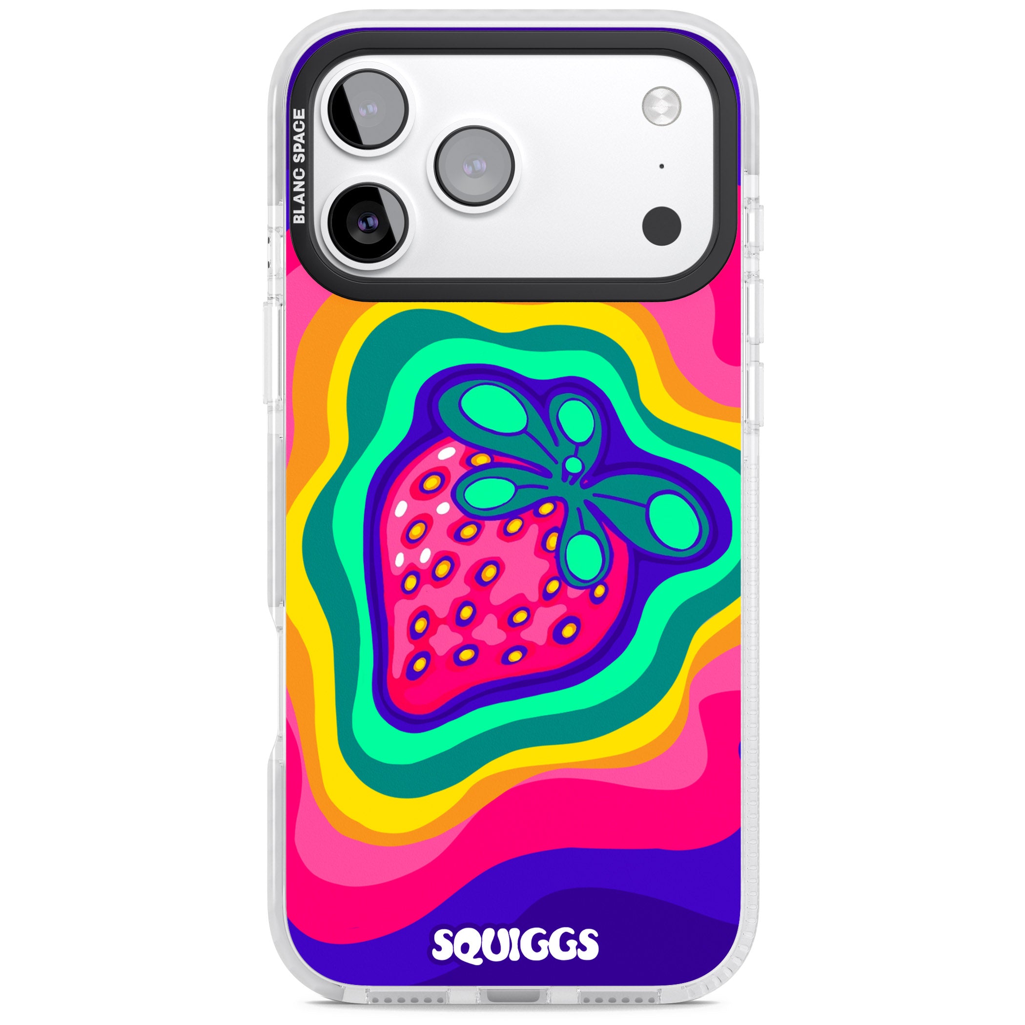 Strawberry Rainbow iPhone 17 Pro Max Impact Pro Clear Phone Case