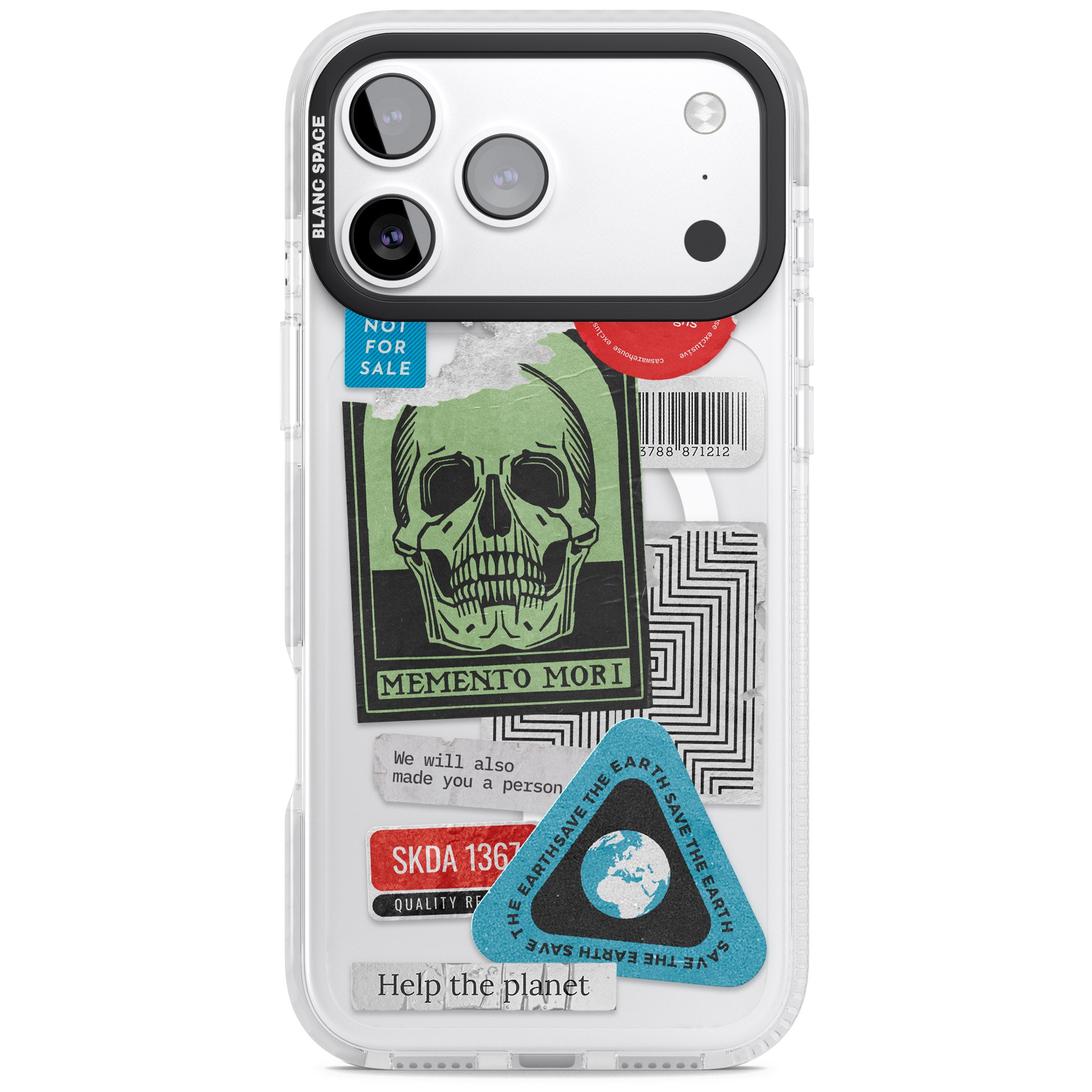 Skull Sticker Mix iPhone 17 Pro Max Impact Pro Clear Phone Case