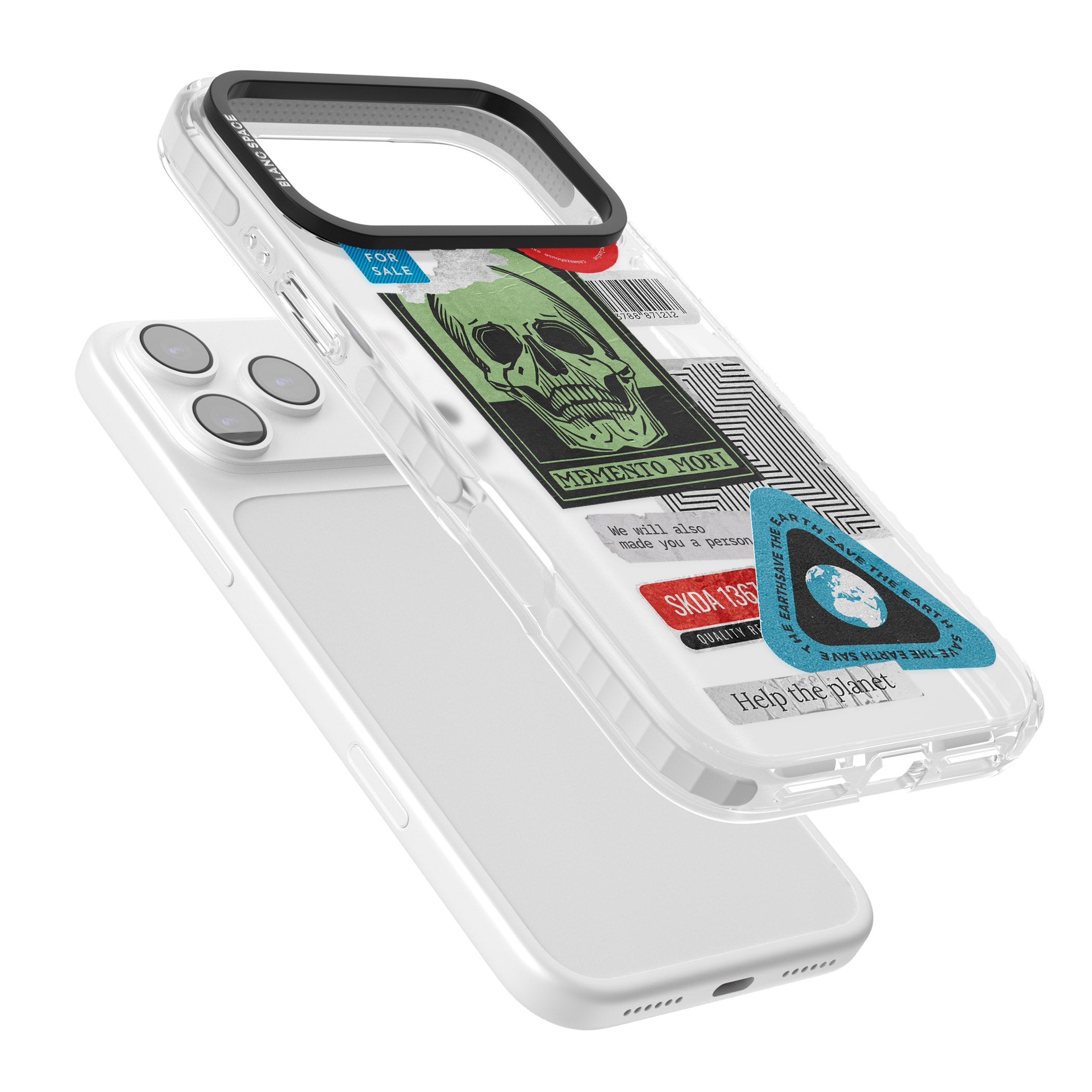 Skull Sticker Mix iPhone 17 Pro Max Impact Pro Clear Phone Case Colours